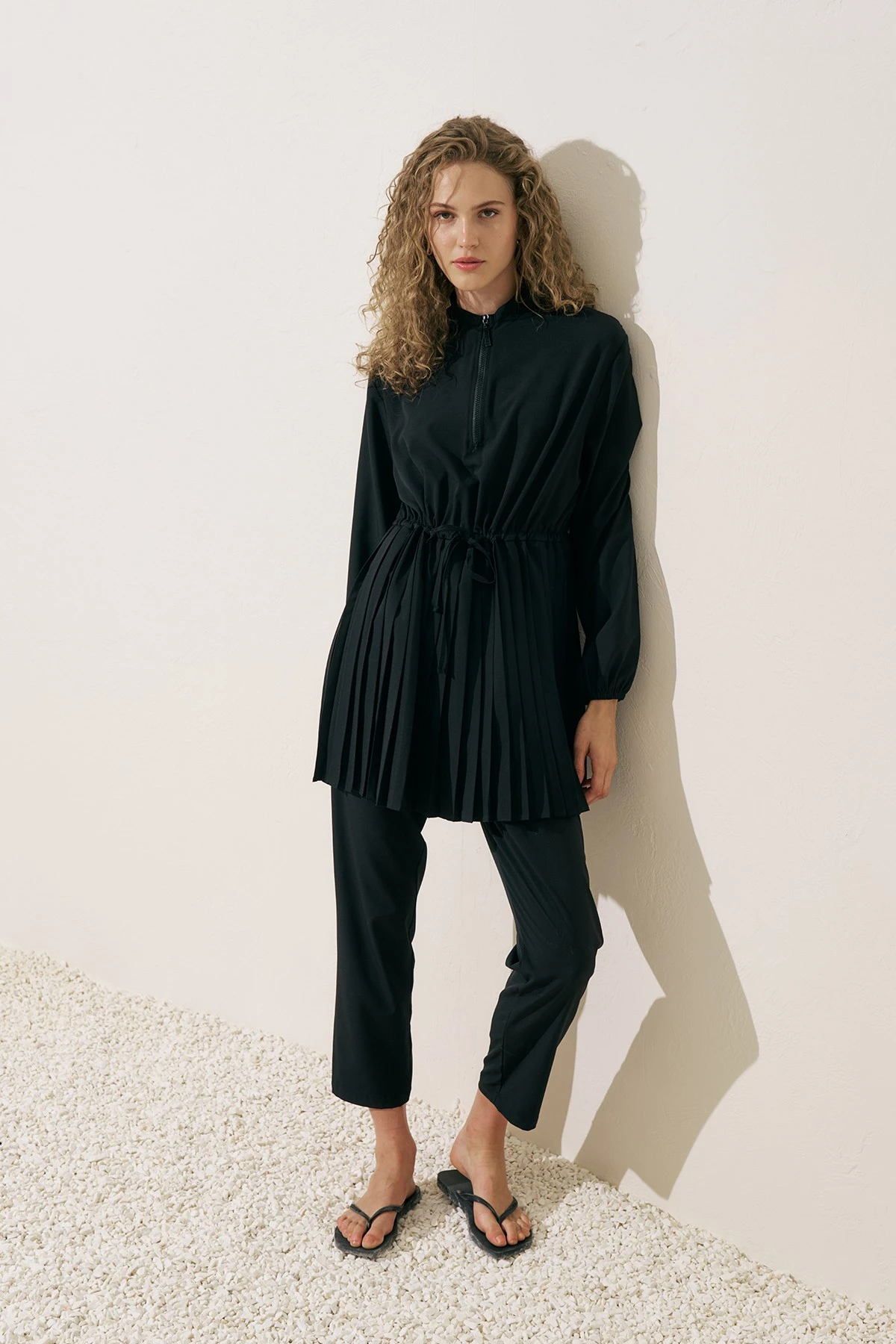 PİLİSELİ MAYO ELBİSE SİYAH