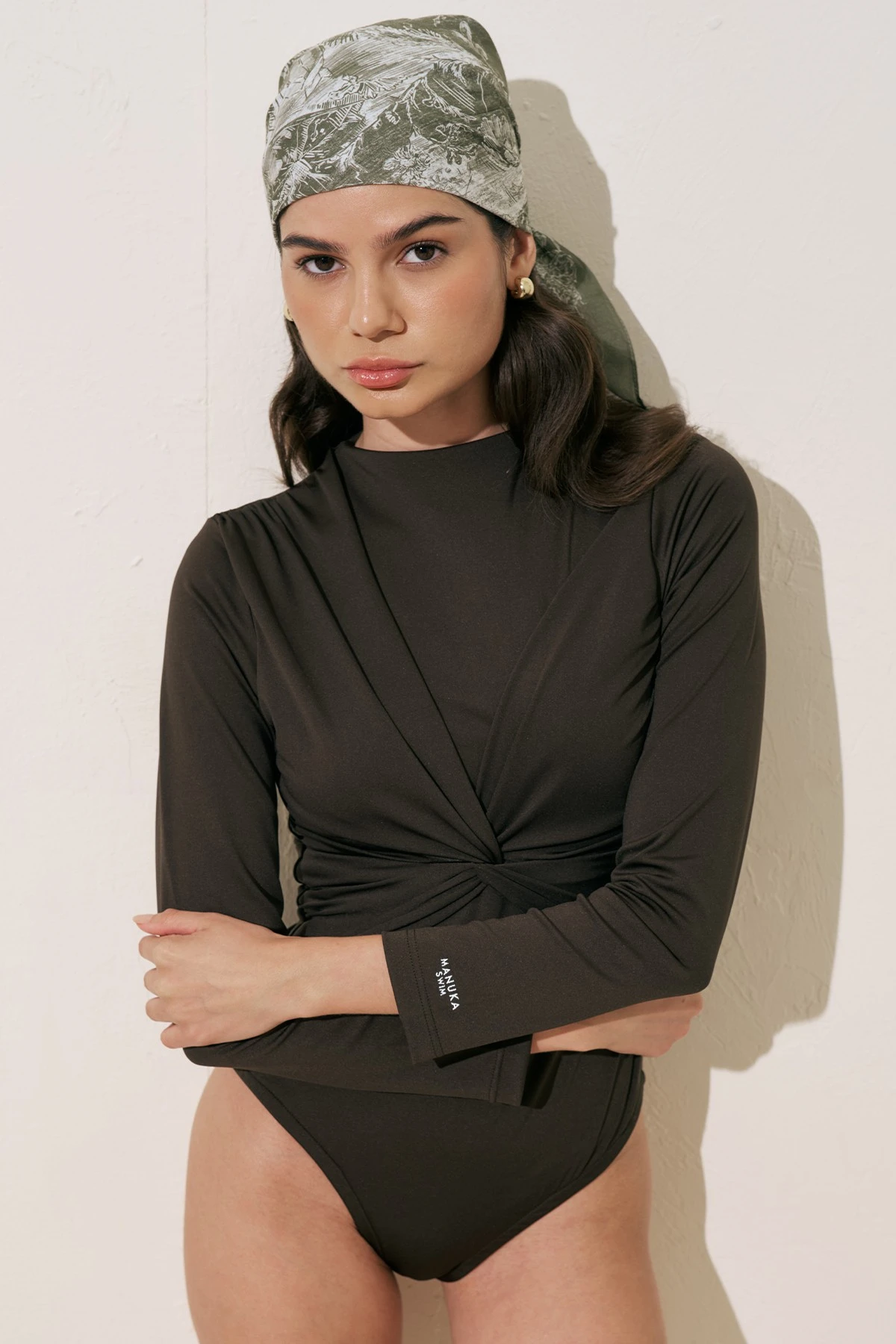 BROWN SURF SWIMSUIT WITH KNOT DETAIL