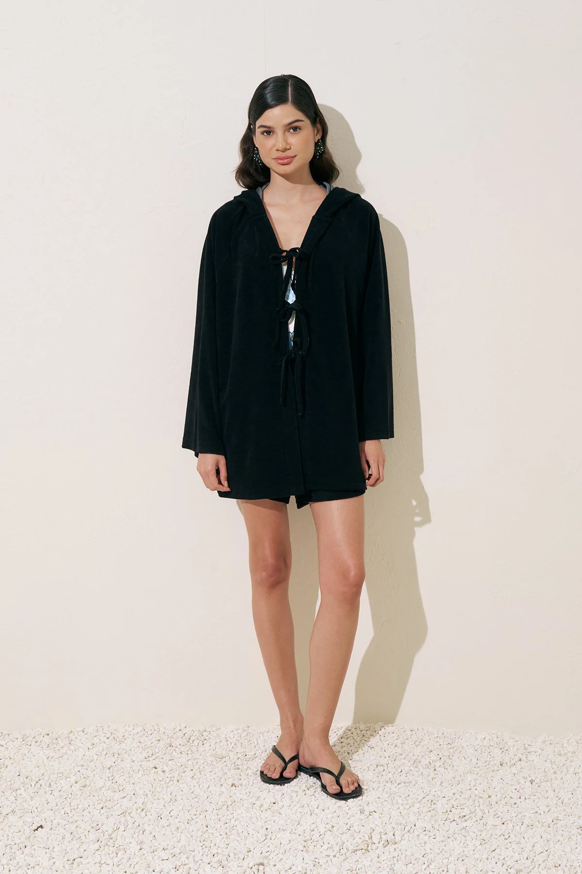 HAVLU KUMAŞ KİMONO SİYAH