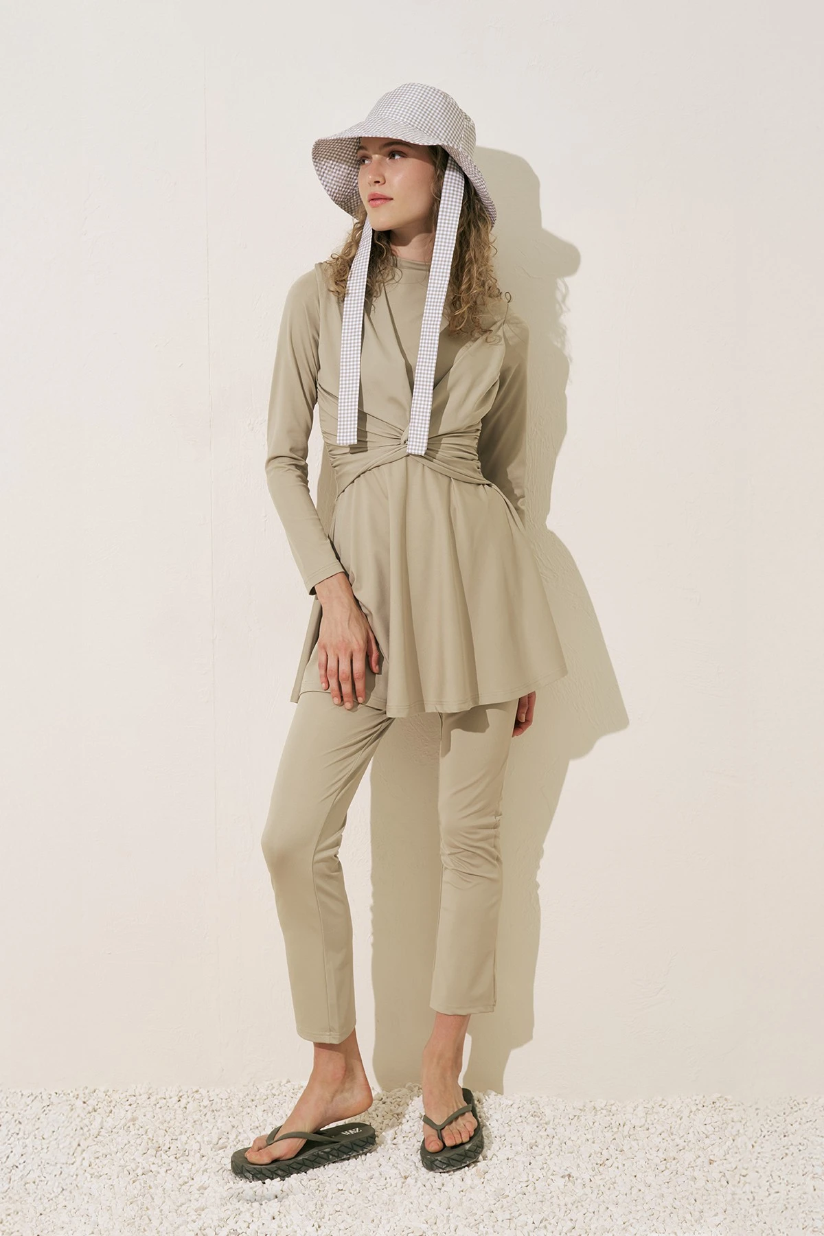 FLARE PAÇA TESETTÜR MAYO PANTOLON YEŞİL