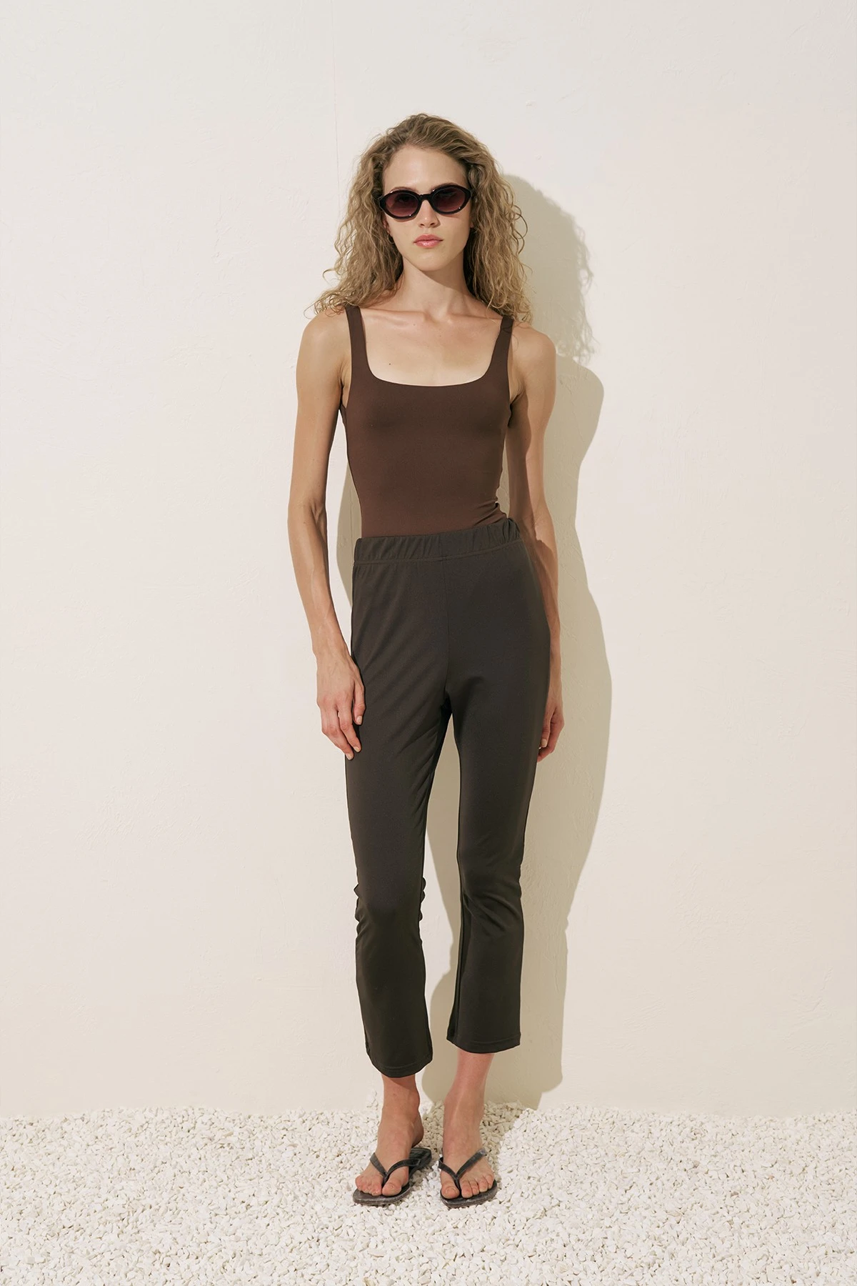 FLARE PAÇA TESETTÜR MAYO PANTOLON KAHVERENGİ