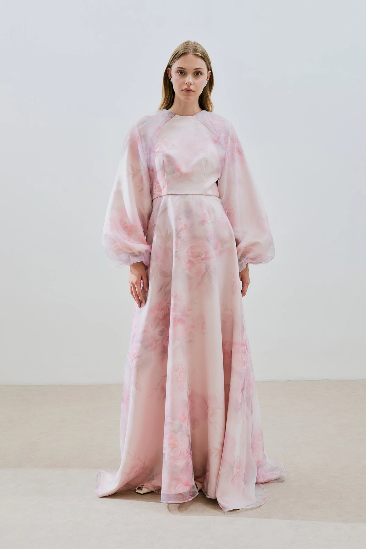 ULLA DESENLİ ORGANZE ABİYE ELBİSE PUDRA