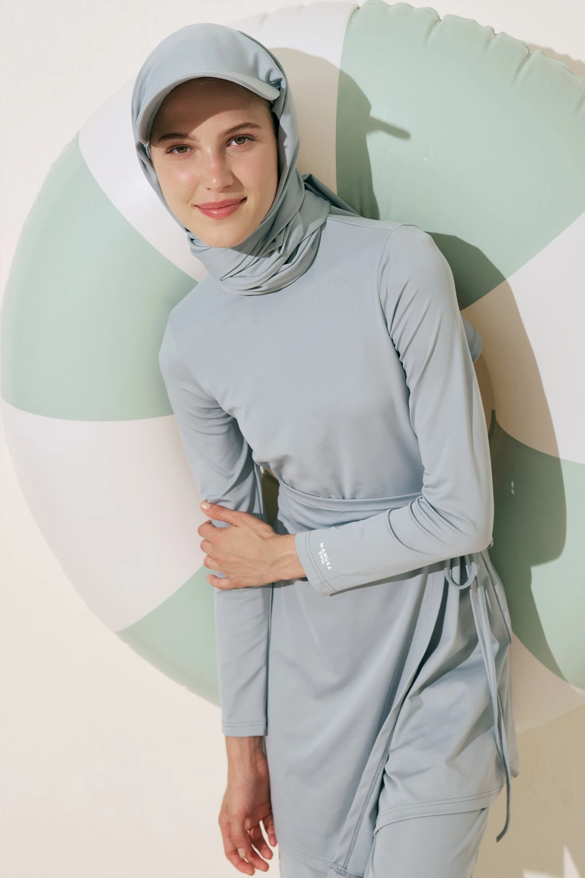 ANVELOP ETEKLİ MAYO ELBİSE MAVİ