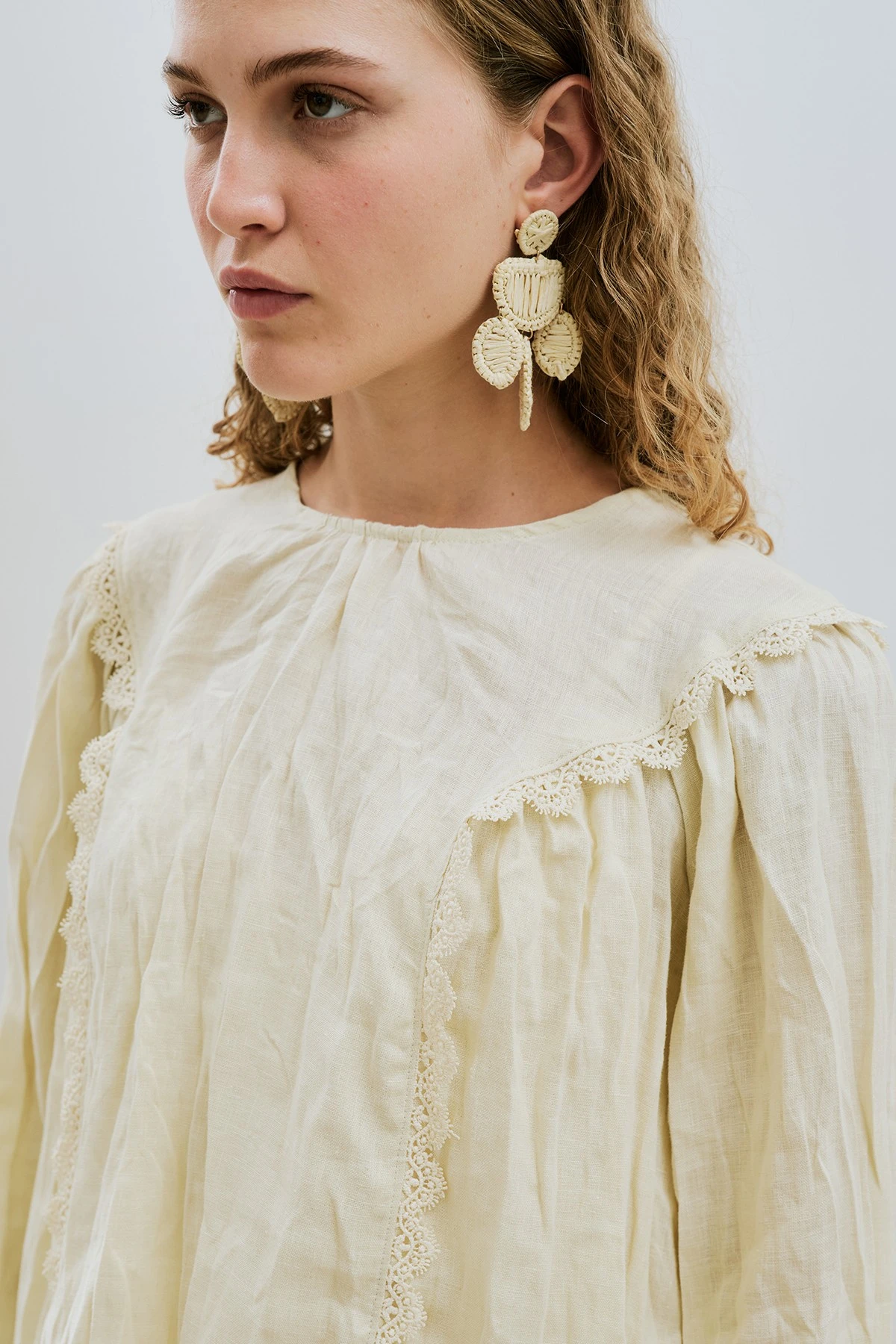 LINEN CRUSH SHORT BLOUSE YELLOW