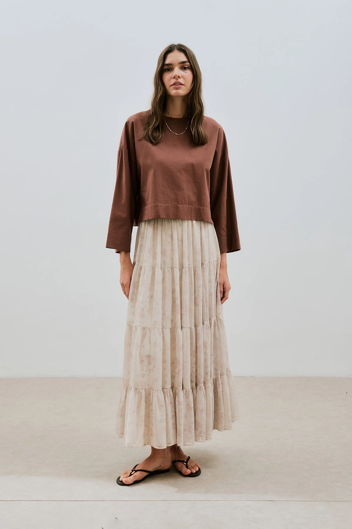 UZUN BÜZGÜLÜ ŞİFON ETEK BLUSH