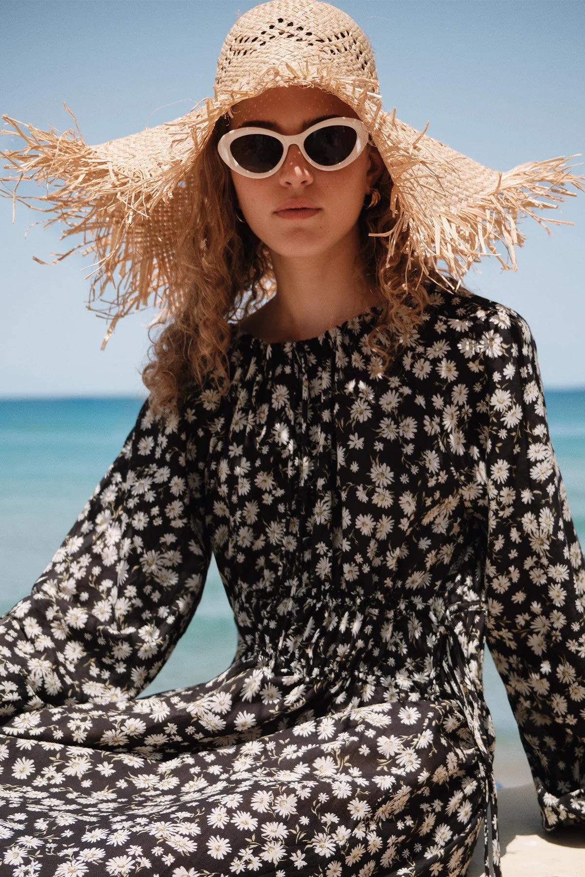 PÜSKÜL DETAYLI HASIR ŞAPKA BEJ