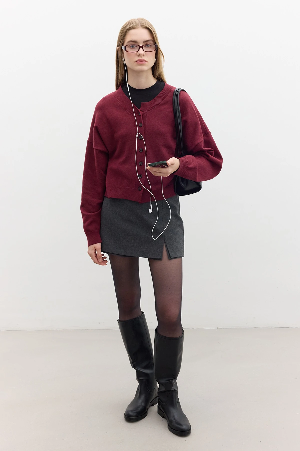 YUMUŞAK DOKULU OVERSİZE TRİKO HIRKA BORDO