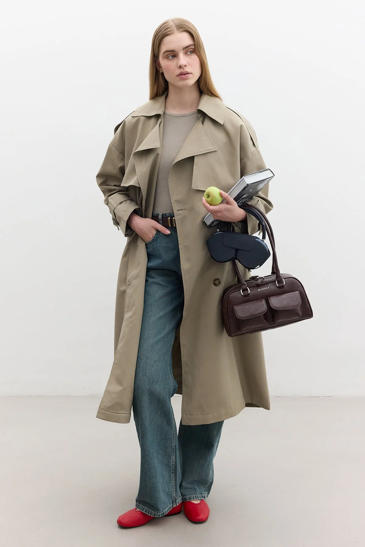 BUTTONED DOUBLE-BREASTED TRENCH COAT SAND  BUTTONED DOUBLE-BREASTED TRENCH COAT SAND