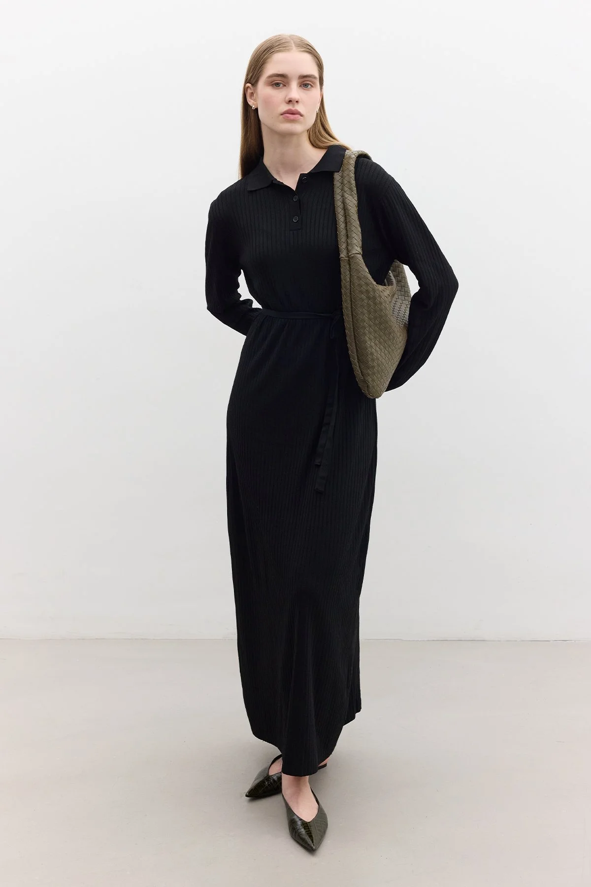 COLLAR KNITWEAR DRESS BLACK COLLAR KNITWEAR DRESS BLACK