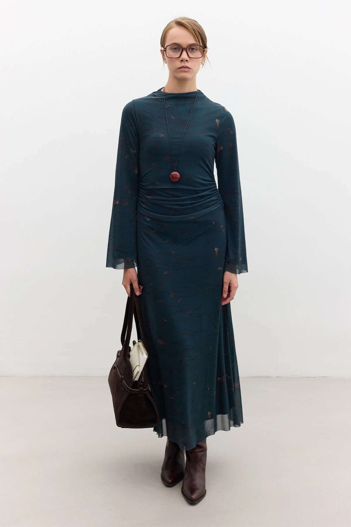 PATTERNED WIDE SLEEVE TULLE DRESS FREESIA PATTERNED WIDE SLEEVE TULLE DRESS FREESIA