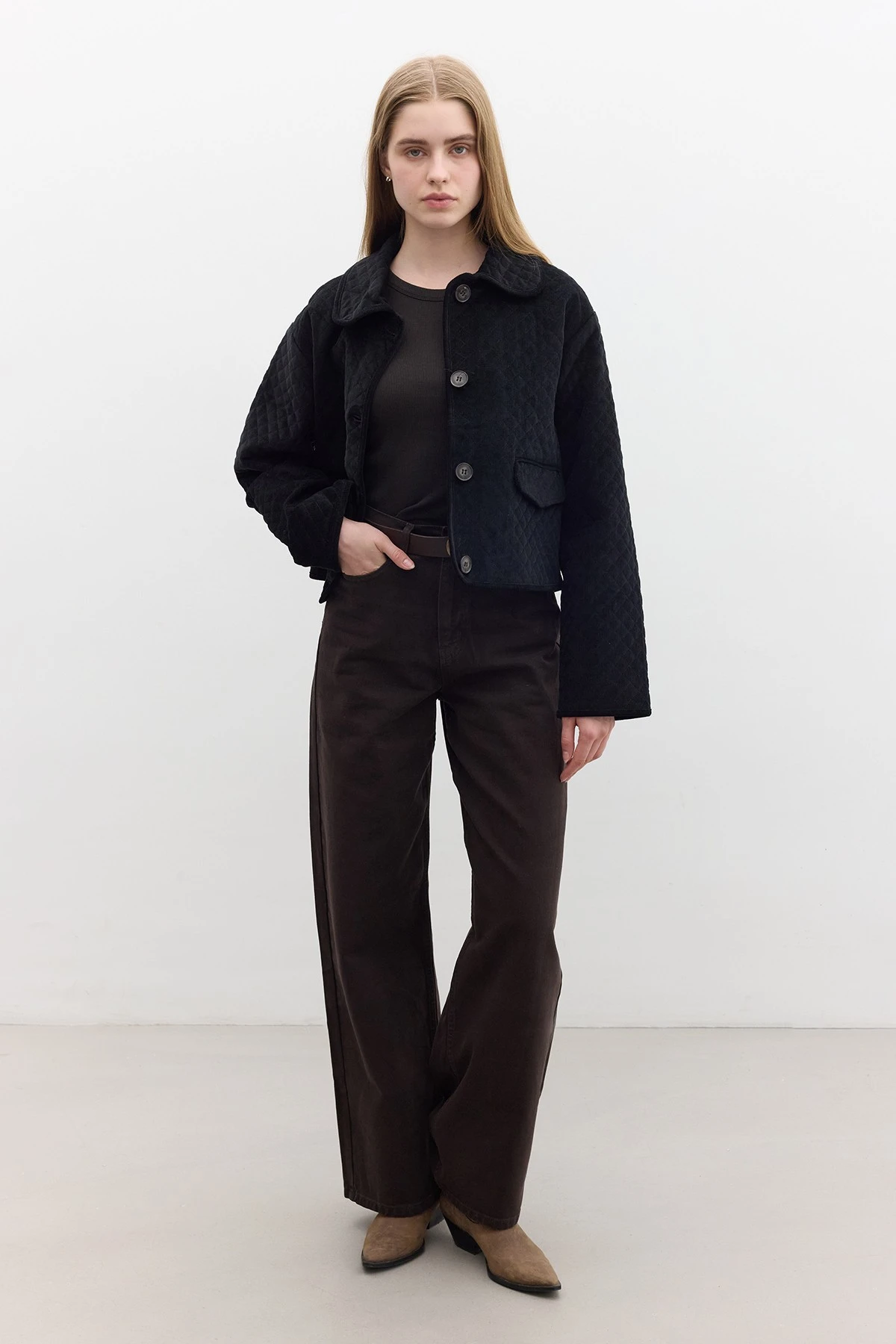 KAPİTONE KADİFE CEKET SİYAH