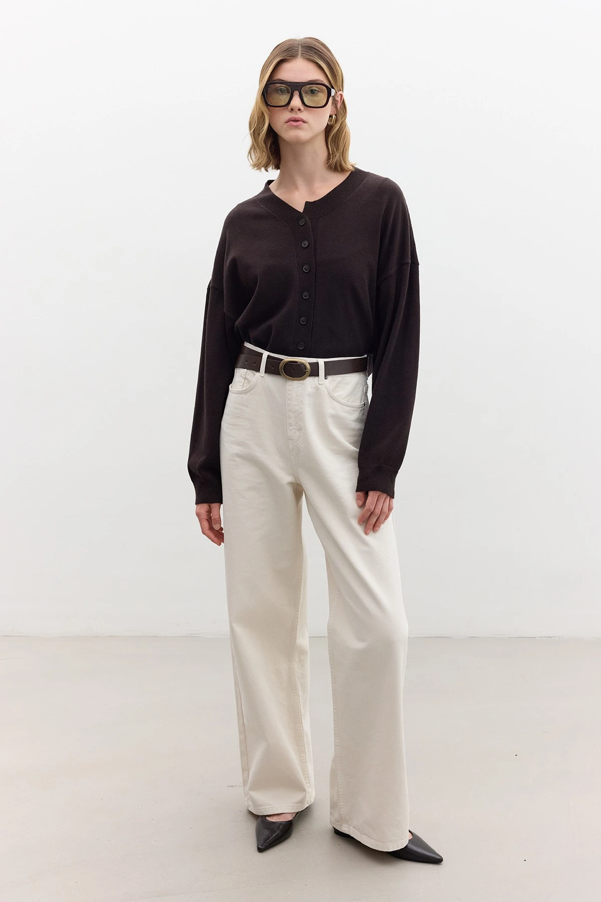 GABARDINE BAGGY PANTS BEIGE