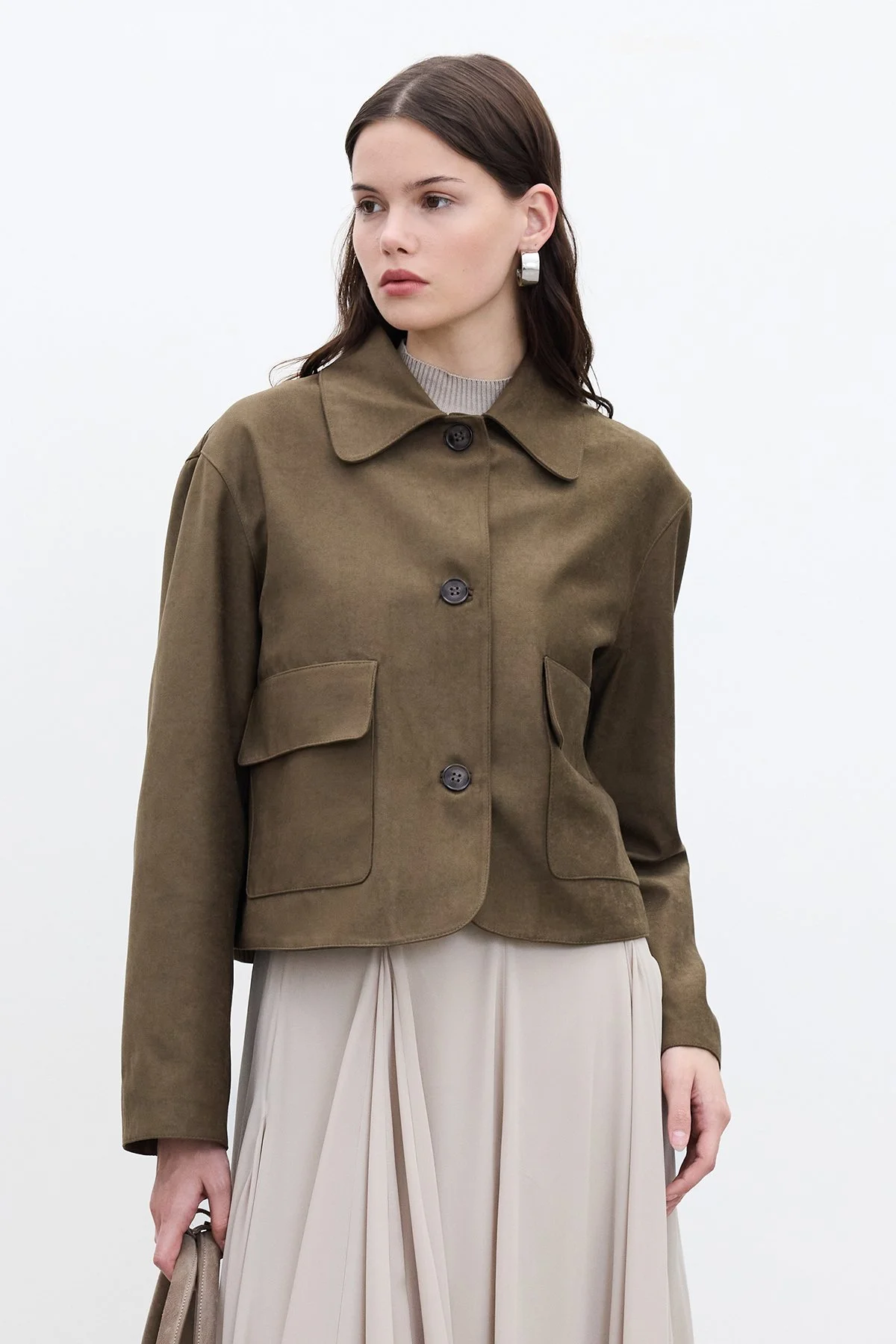 SUNİ SÜET KISA CEKET HAKİ