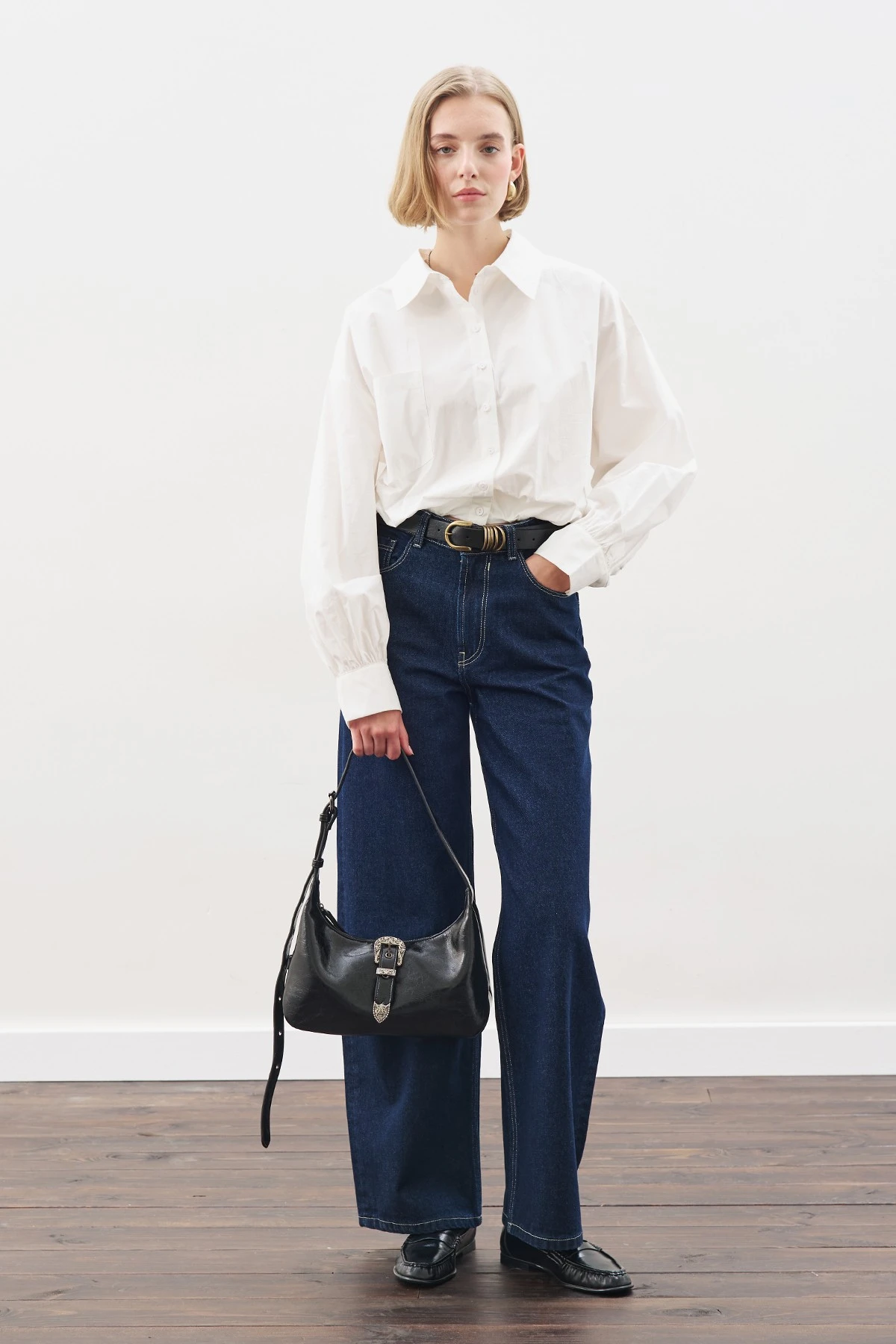 CROP BALON FORM GÖMLEK EKRU