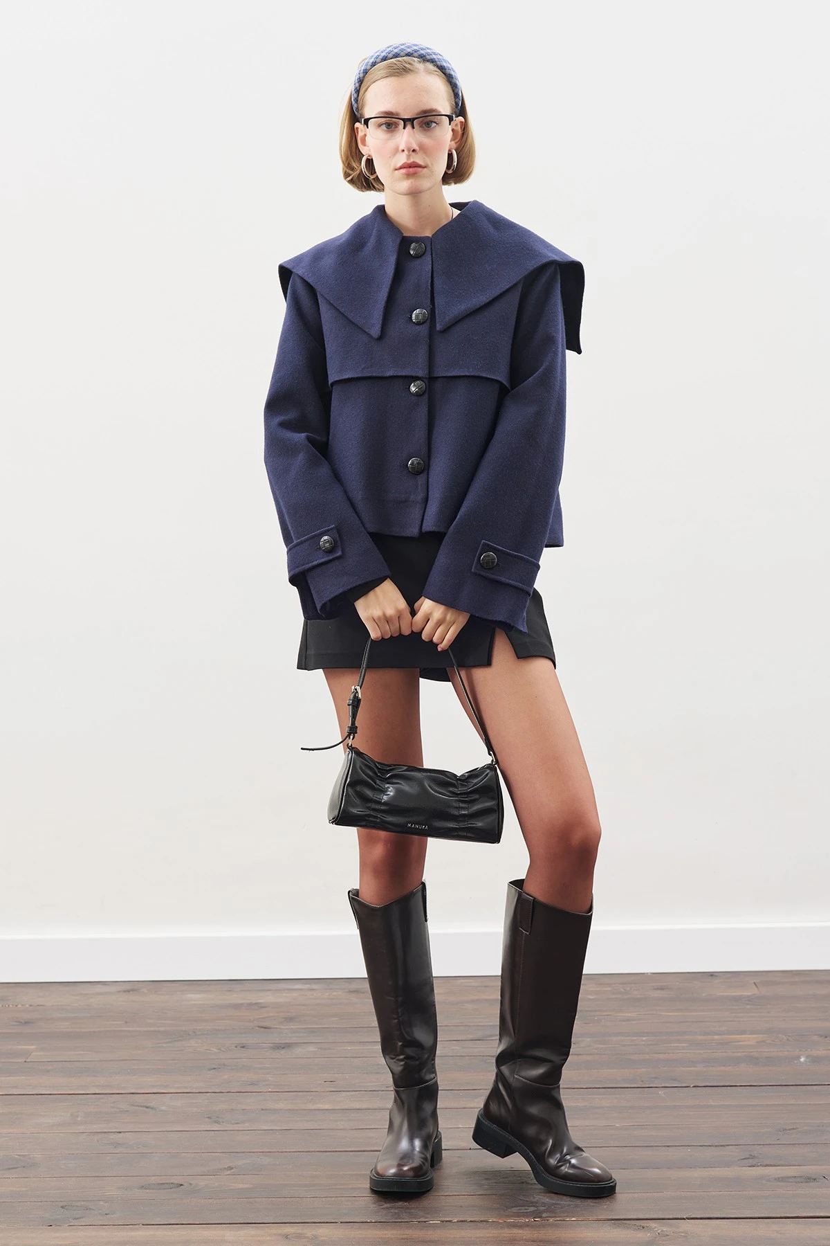 WIDE COLLAR CACHET JACKET NAVY BLUE WIDE COLLAR CACHET JACKET NAVY BLUE