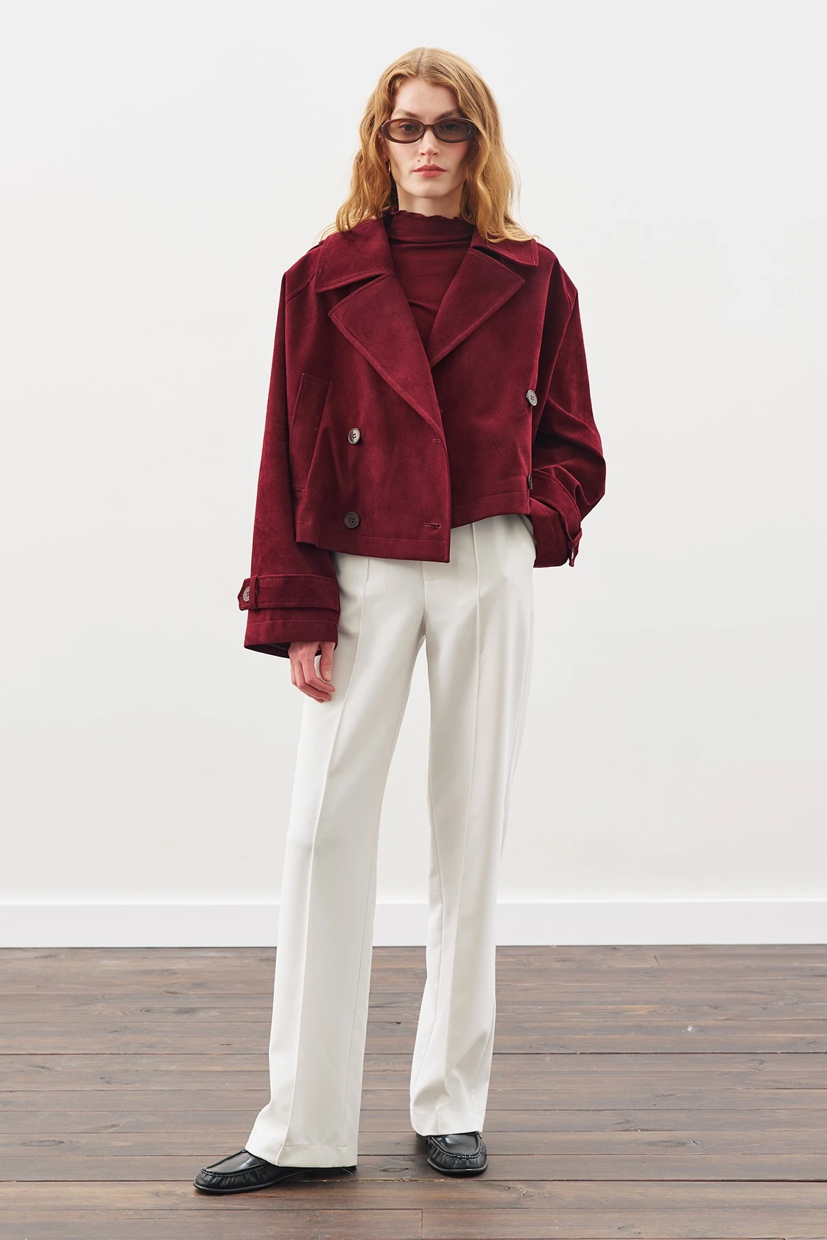 SÜET TRENÇ CEKET BORDO SÜET TRENÇ CEKET BORDO