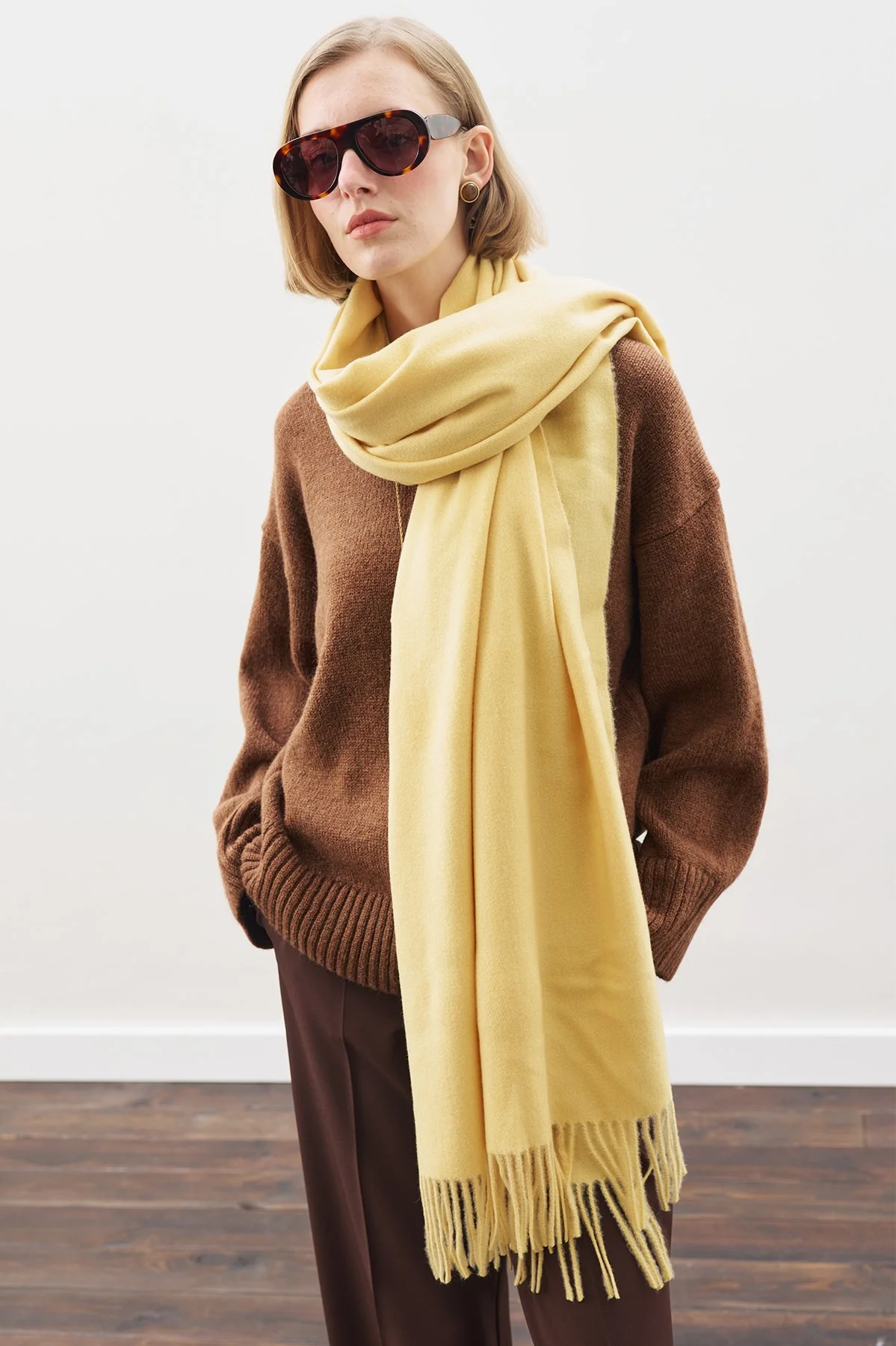 CASHMERE TEXTURED SHAWL YELLOW