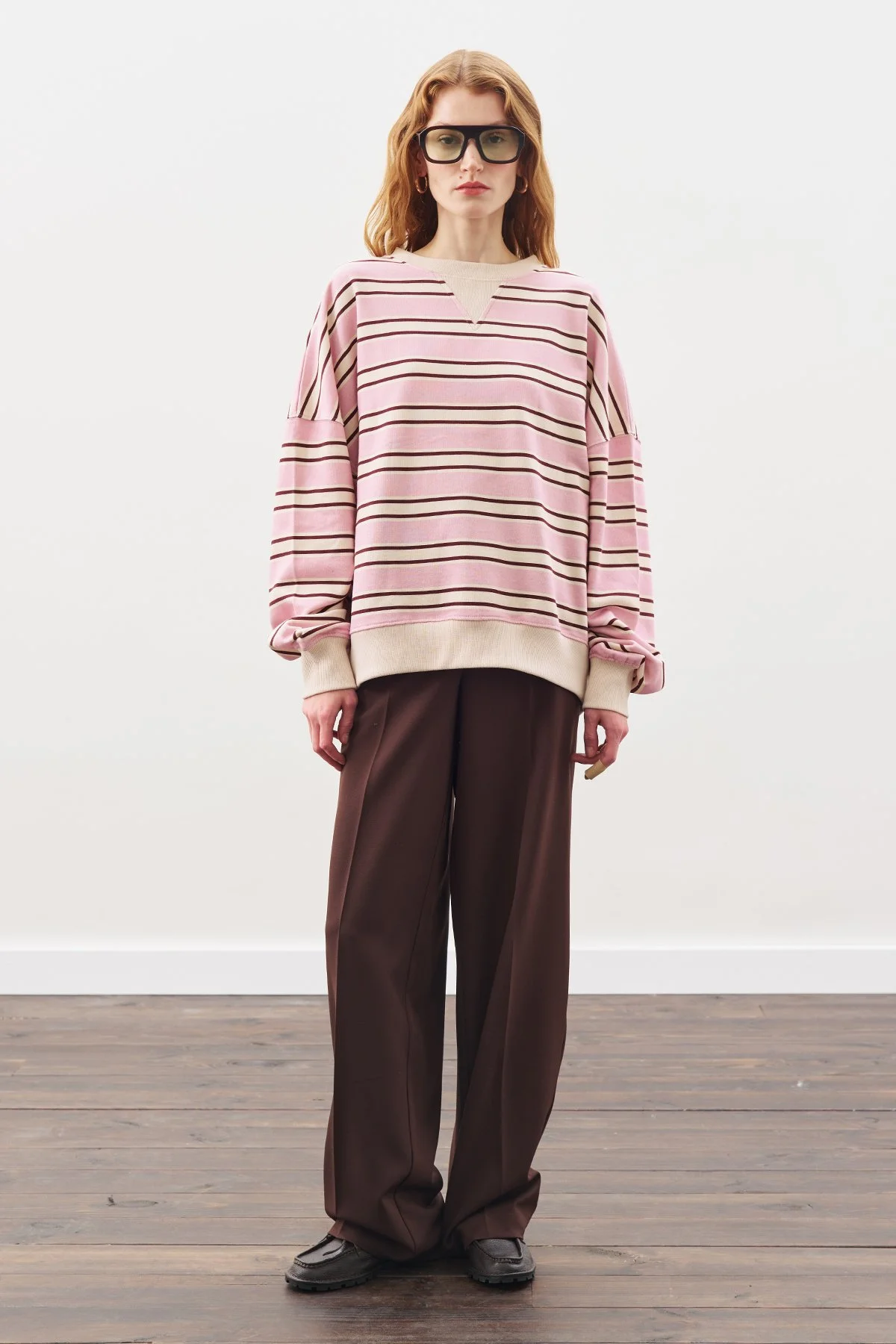 OVERSIZE ÇİZGİLİ SWEATSHIRT BORDO OVERSIZE ÇİZGİLİ SWEATSHIRT BORDO