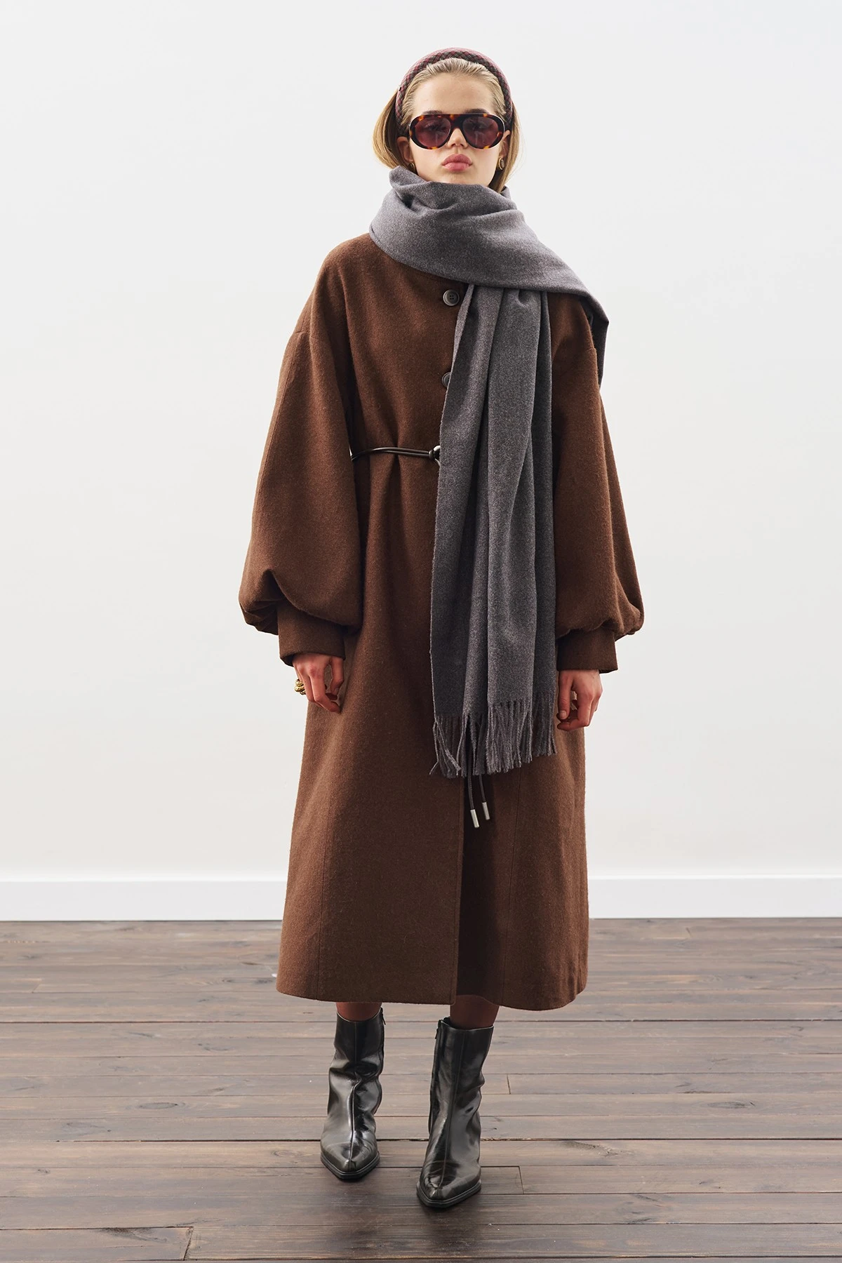 CASHMERE TEXTURED SHAWL ANTHRACITE