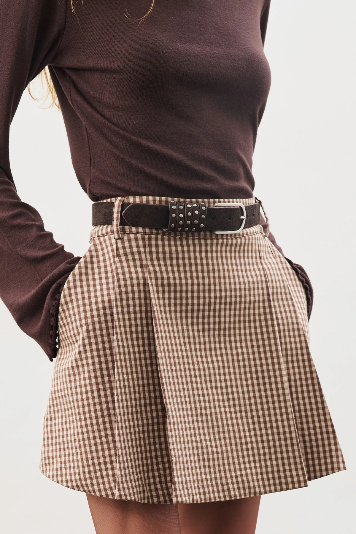 STUD DETAIL BELT BROWN