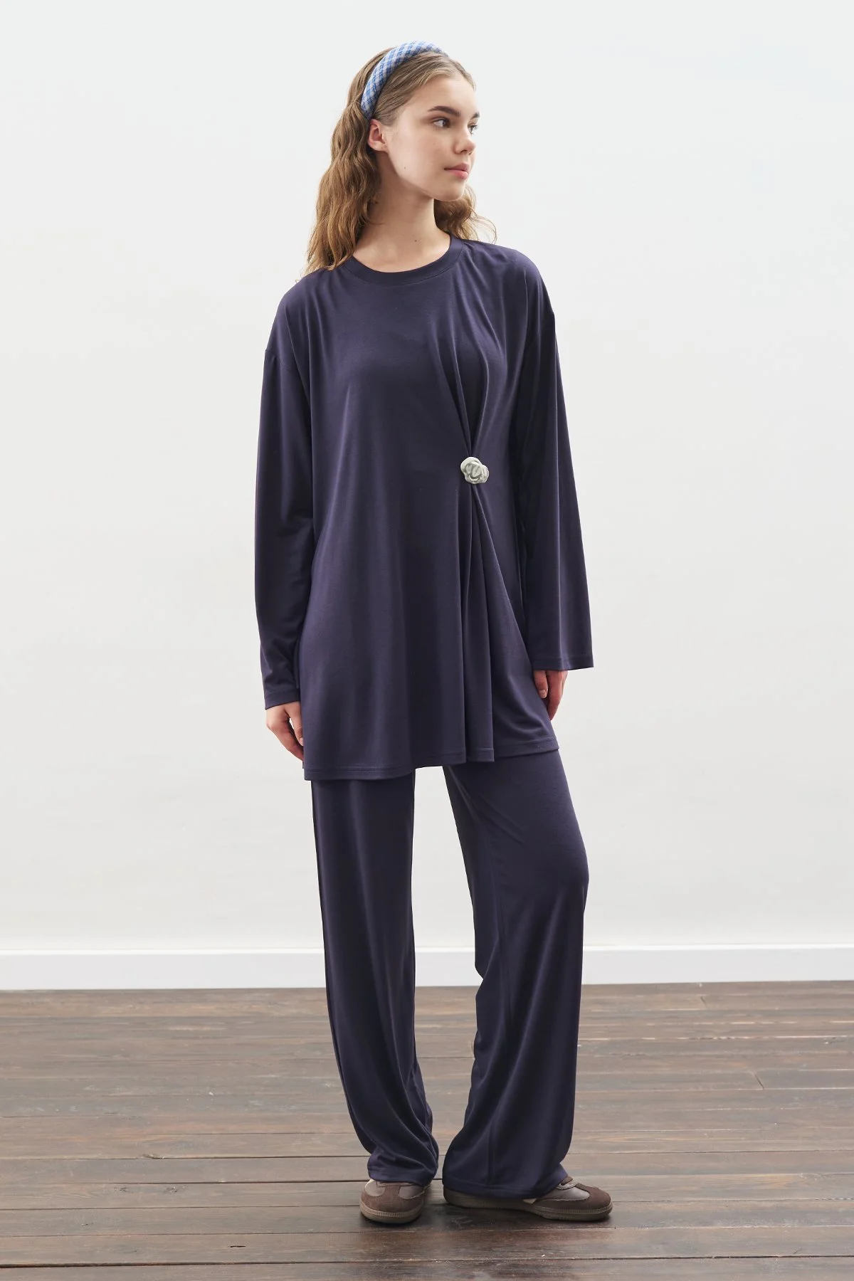 DÜĞÜM TASARIMLI PANTOLONLU TAKIM LACİVERT