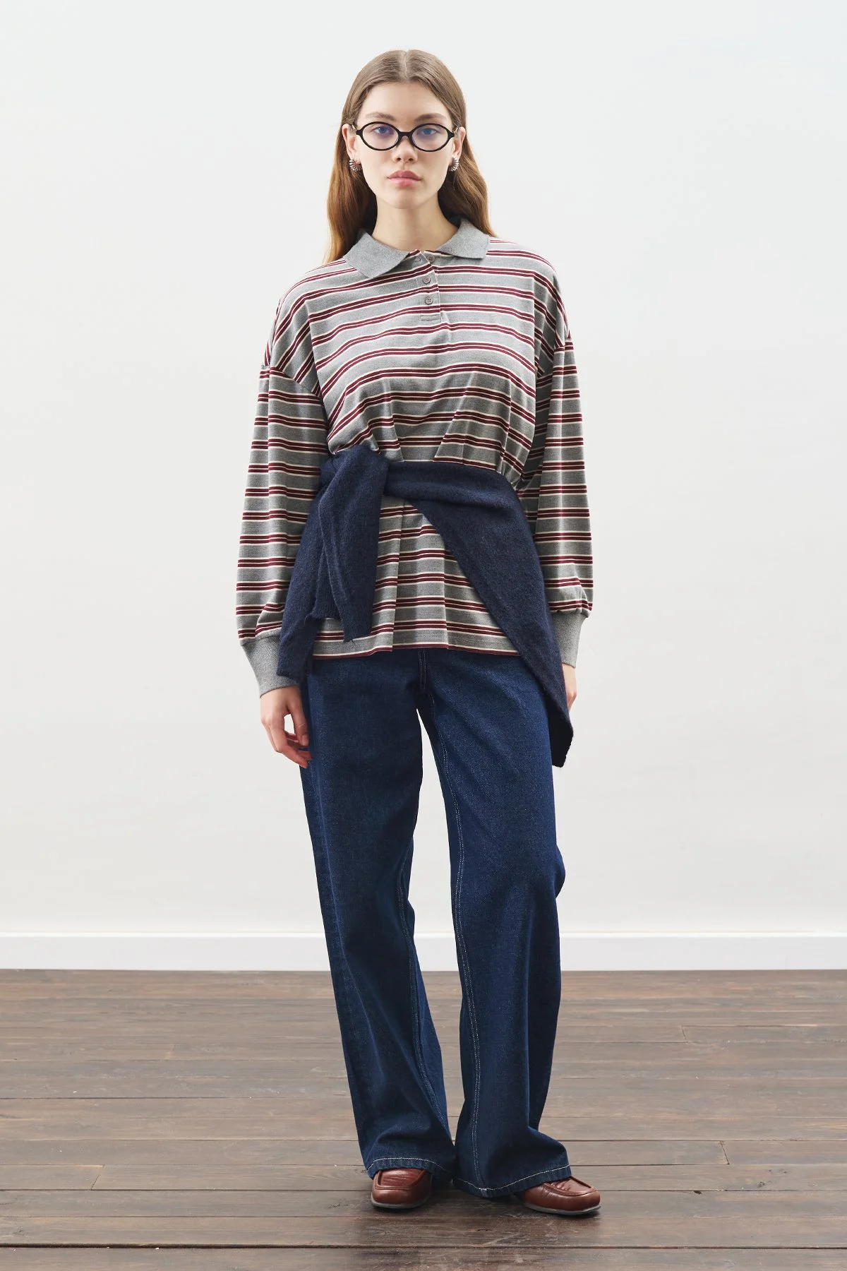 POLO YAKA OVERSIZE TSHIRT GRİ