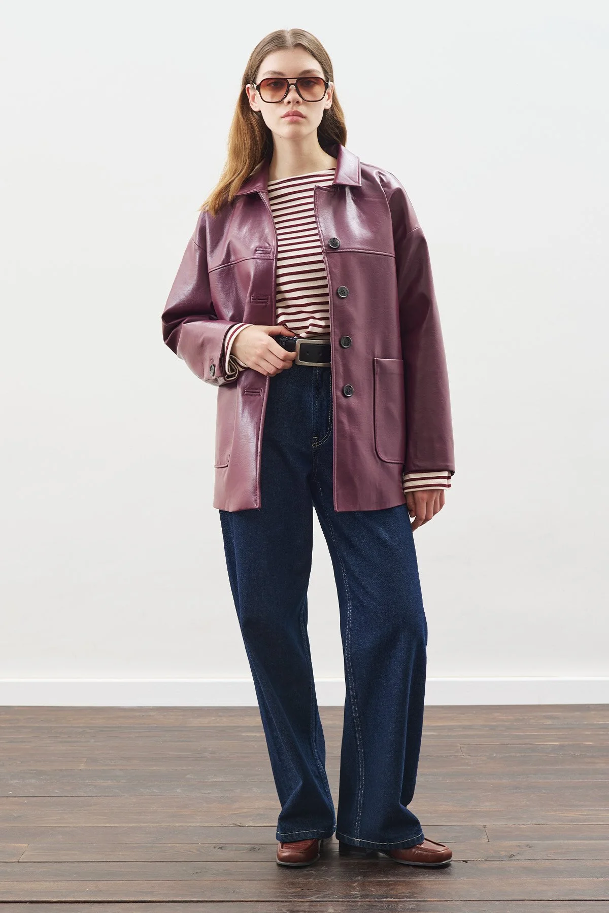 KLASİK KESİM DERİ CEKET MÜRDÜM