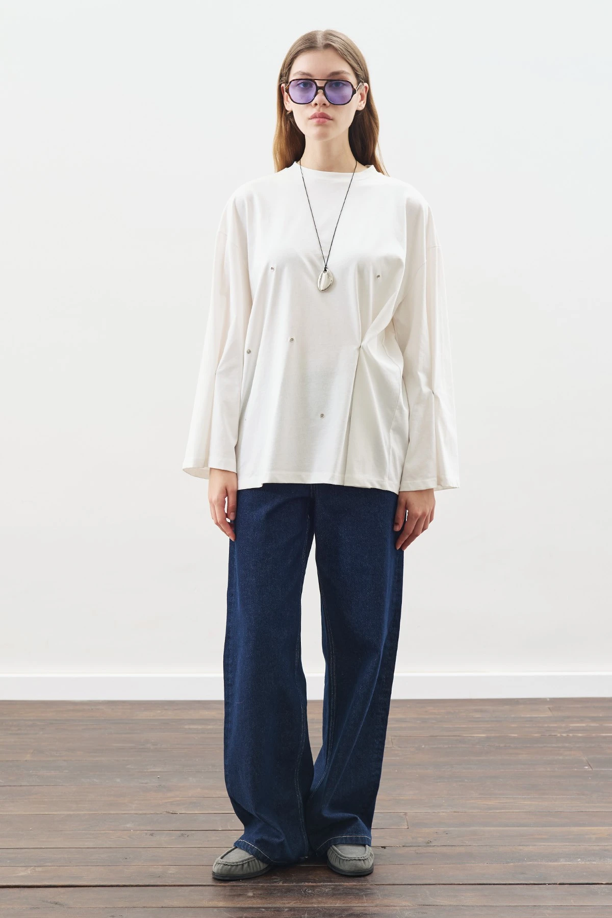 ÇITÇIT AYARLAMALI TSHIRT EKRU