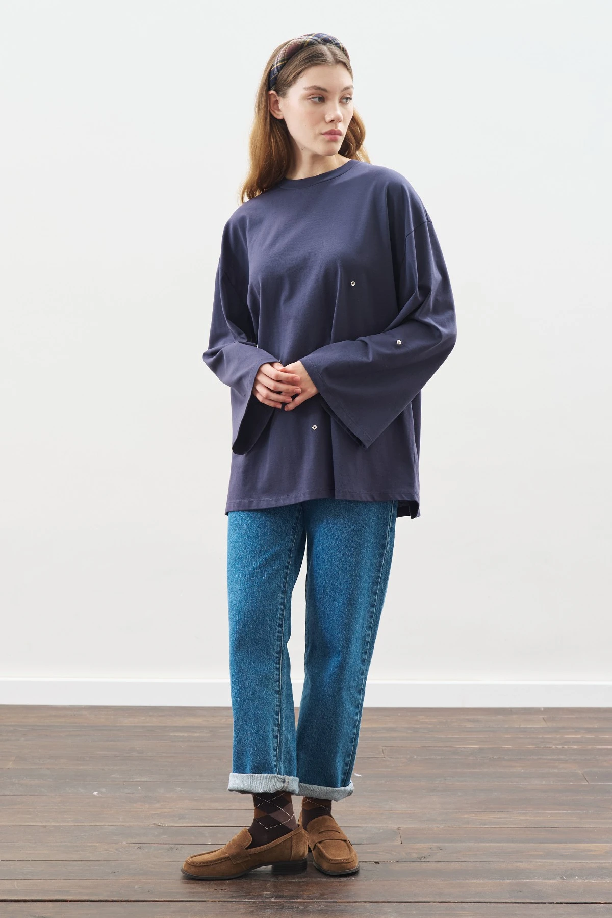 ÇITÇIT AYARLAMALI TSHIRT LACİVERT
