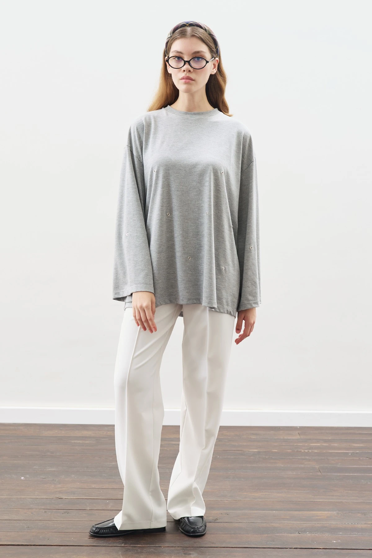 ÇITÇIT AYARLAMALI TSHIRT GRİ MELANJ