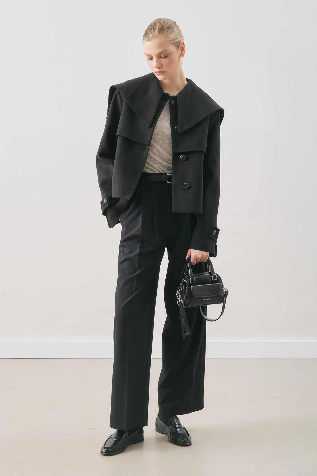 DÜĞME DETAYLI KAŞE CEKET SİYAH