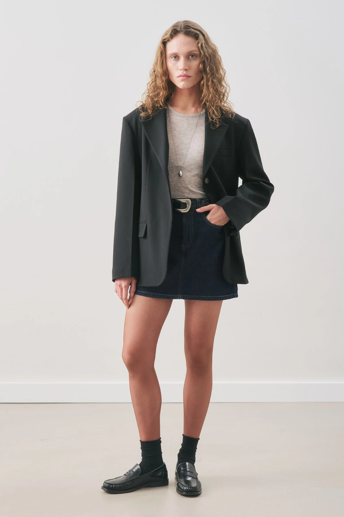 JUN TEK DÜĞMELİ BLAZER CEKET SİYAH