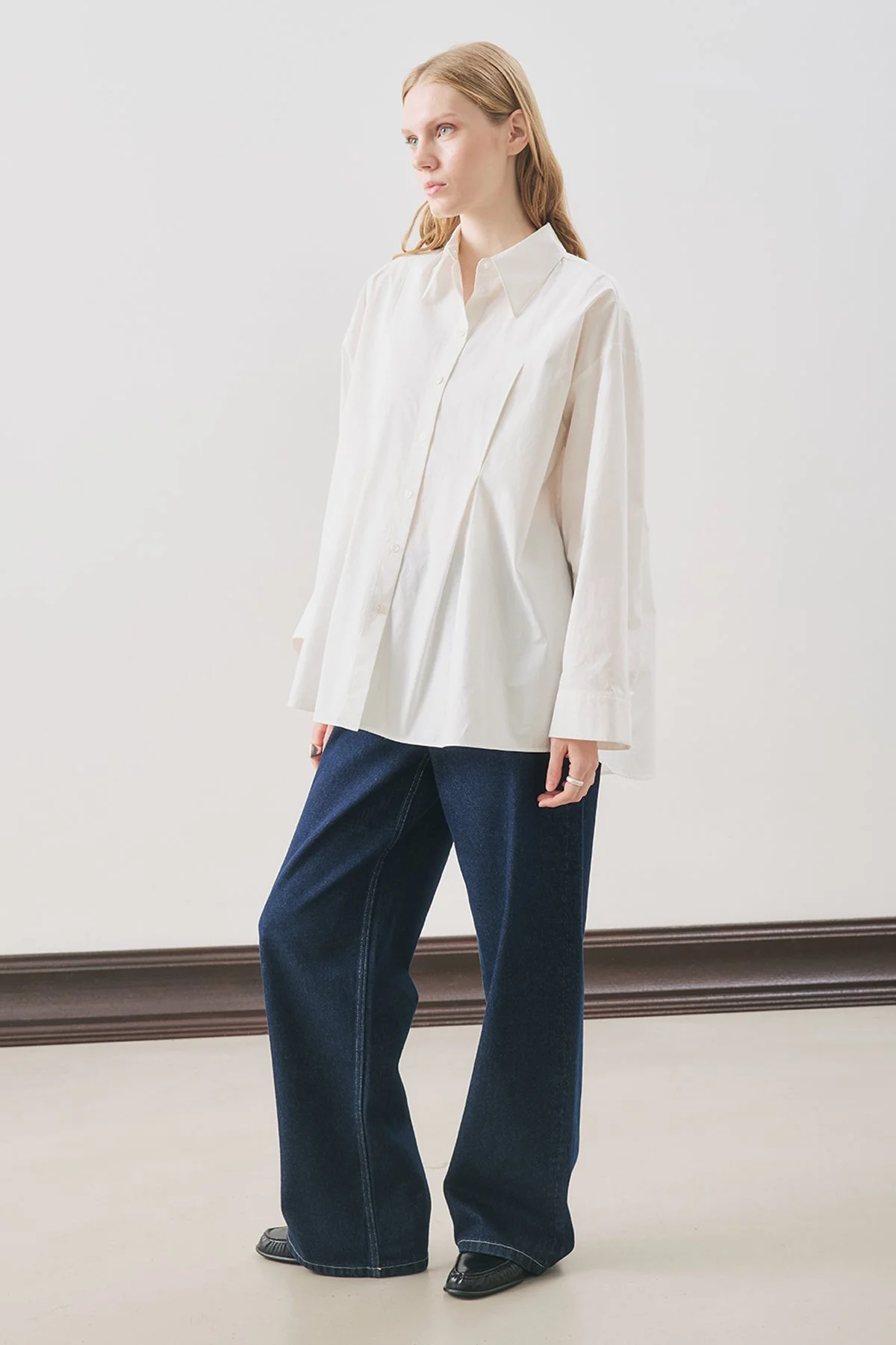 PARÇALI TASARIM GÖMLEK EKRU