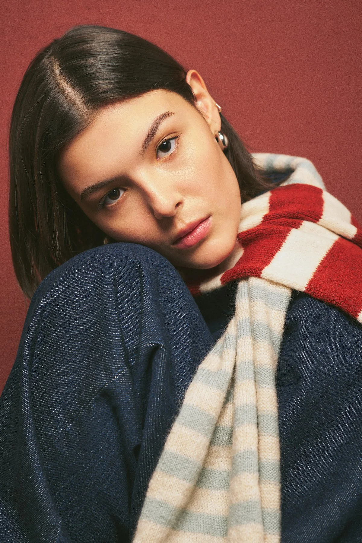 ÇİZGİLİ UZUN ATKI MAVİ