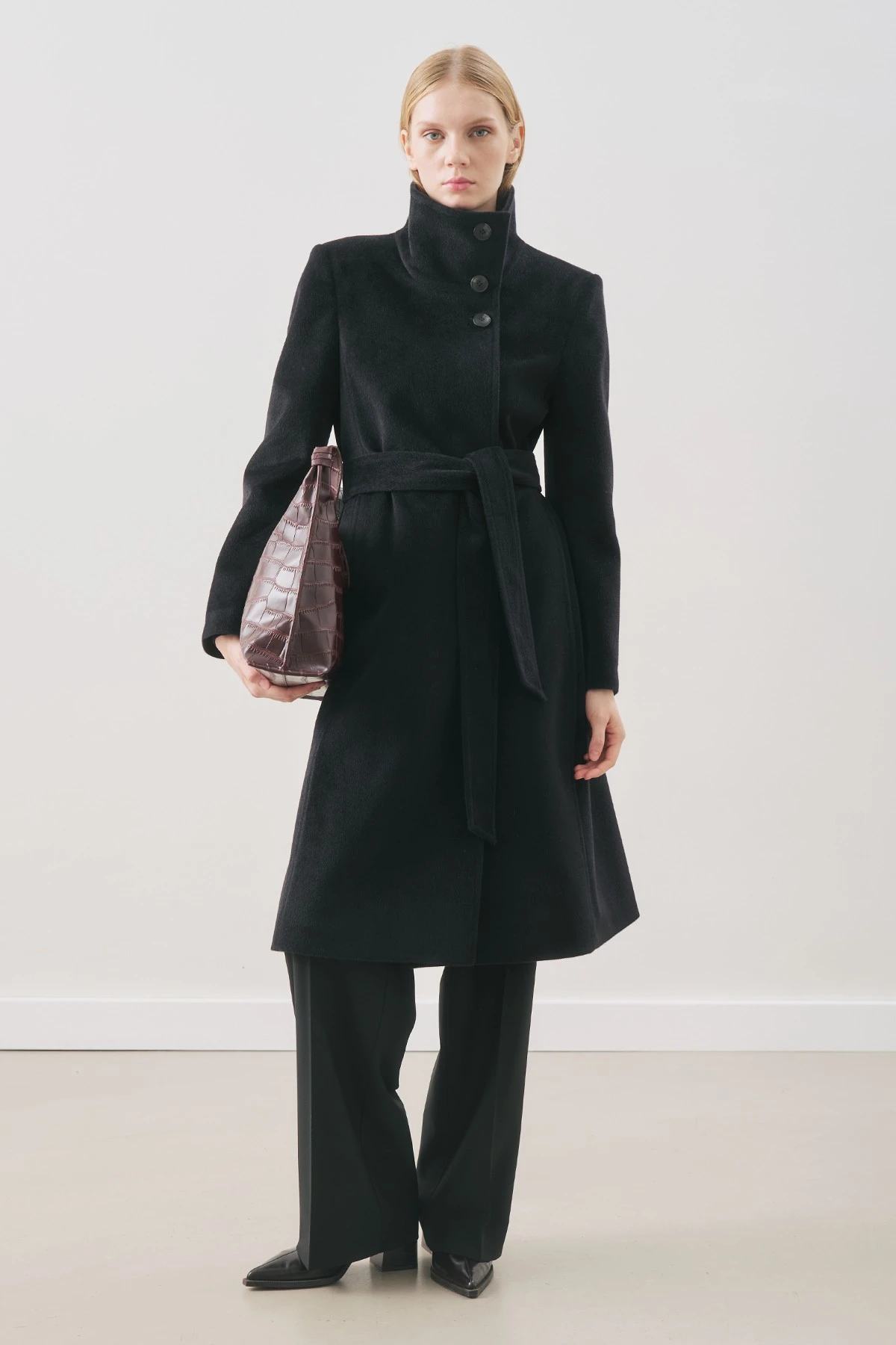 PREMIUM KAŞE TRENCH TASARIMLI KABAN SİYAH