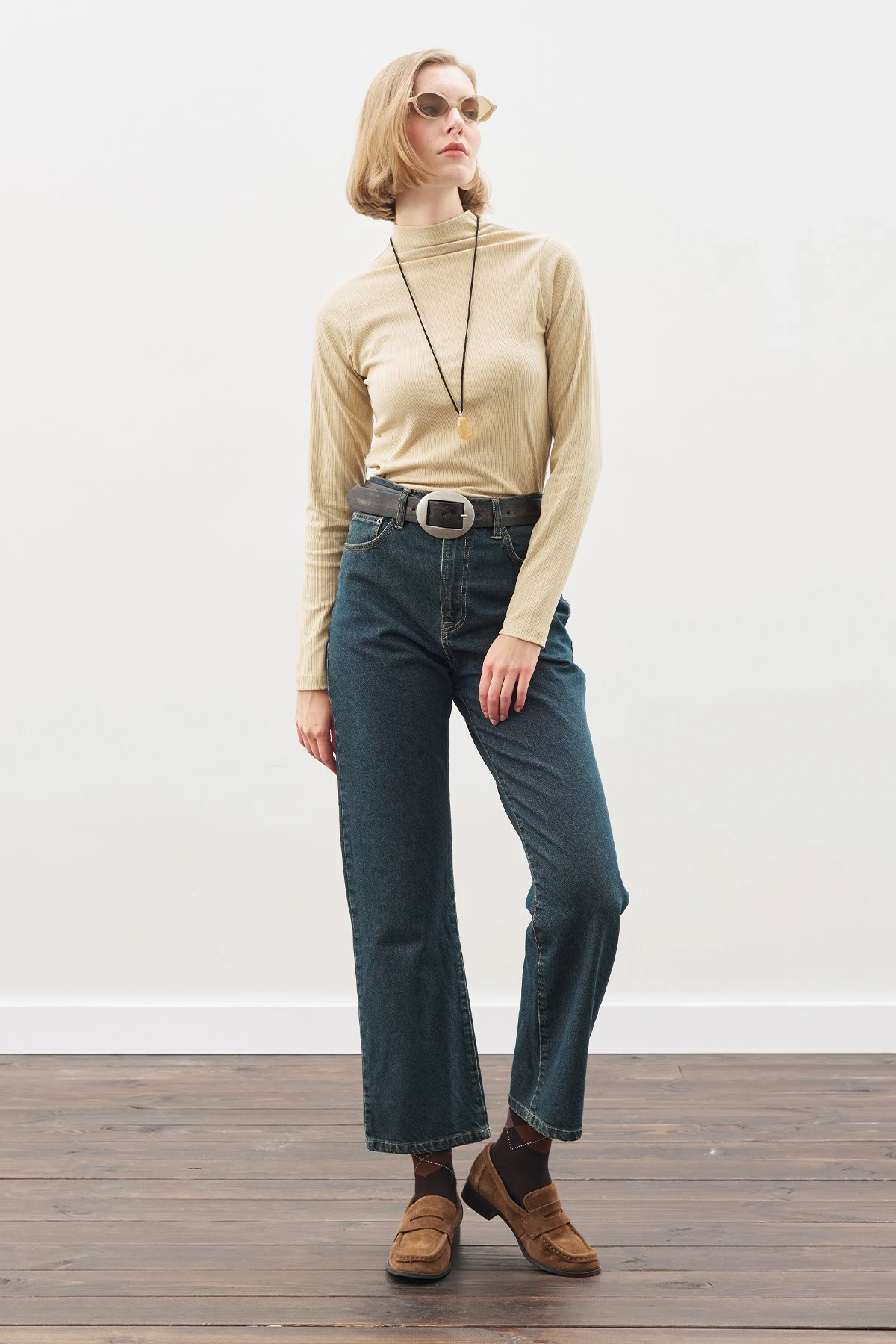 STRAIGHT ANKLE JEAN PANTOLON GRİ MAVİ