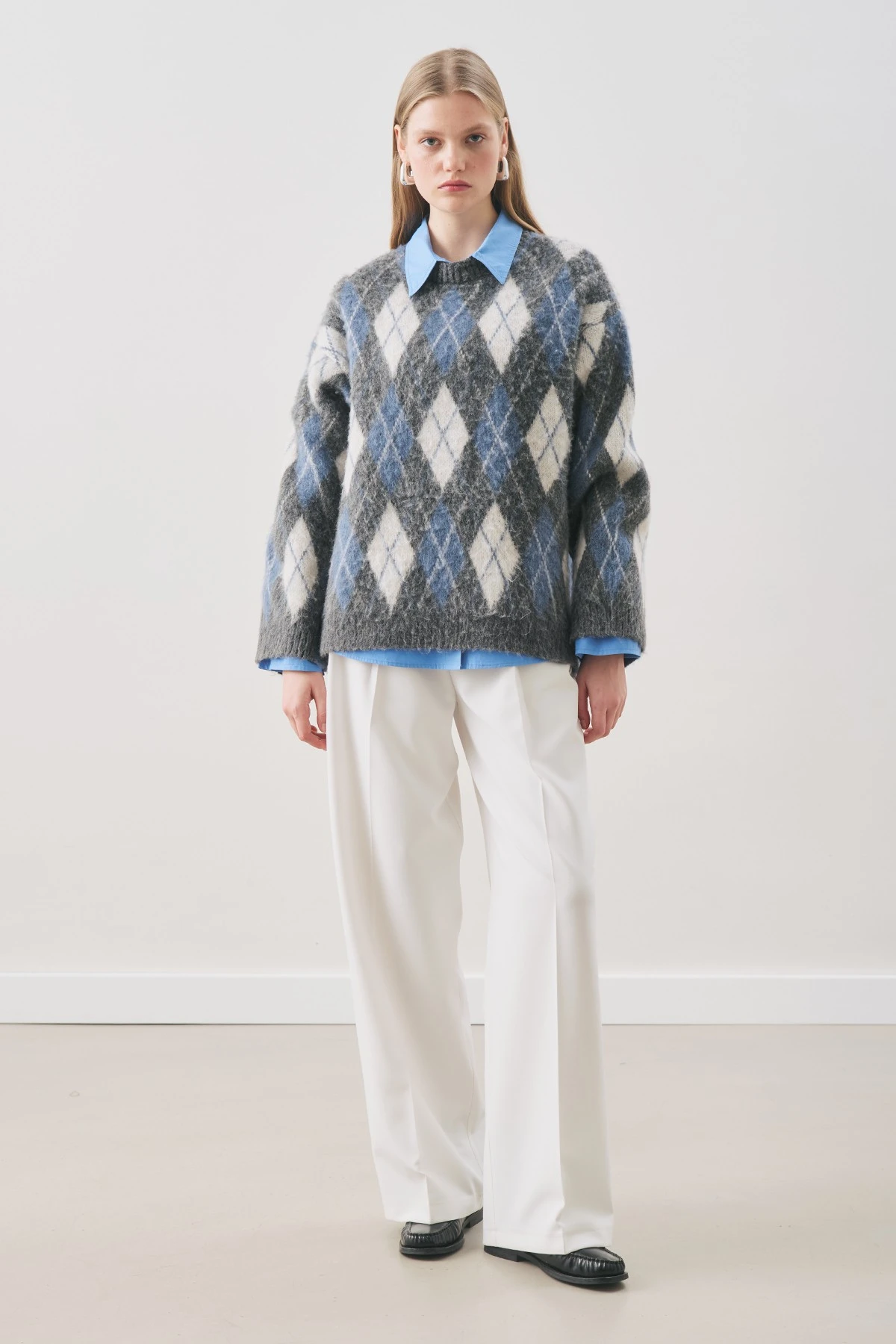 BAKLAVA PATTERN KNIT SWEATER ANTHRACITE