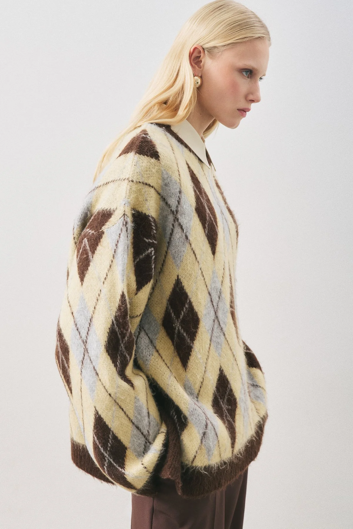 BAKLAVA PATTERN KNIT SWEATER BLUE