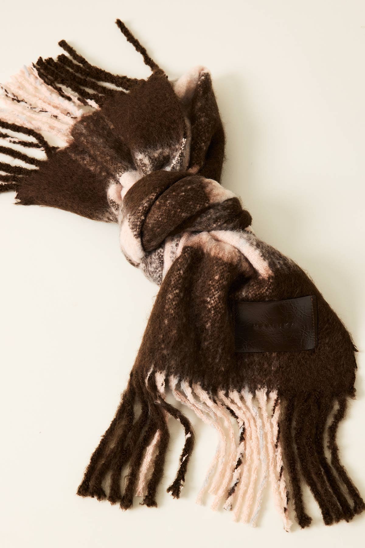 PLAID PATTERNED SCARF BROWN