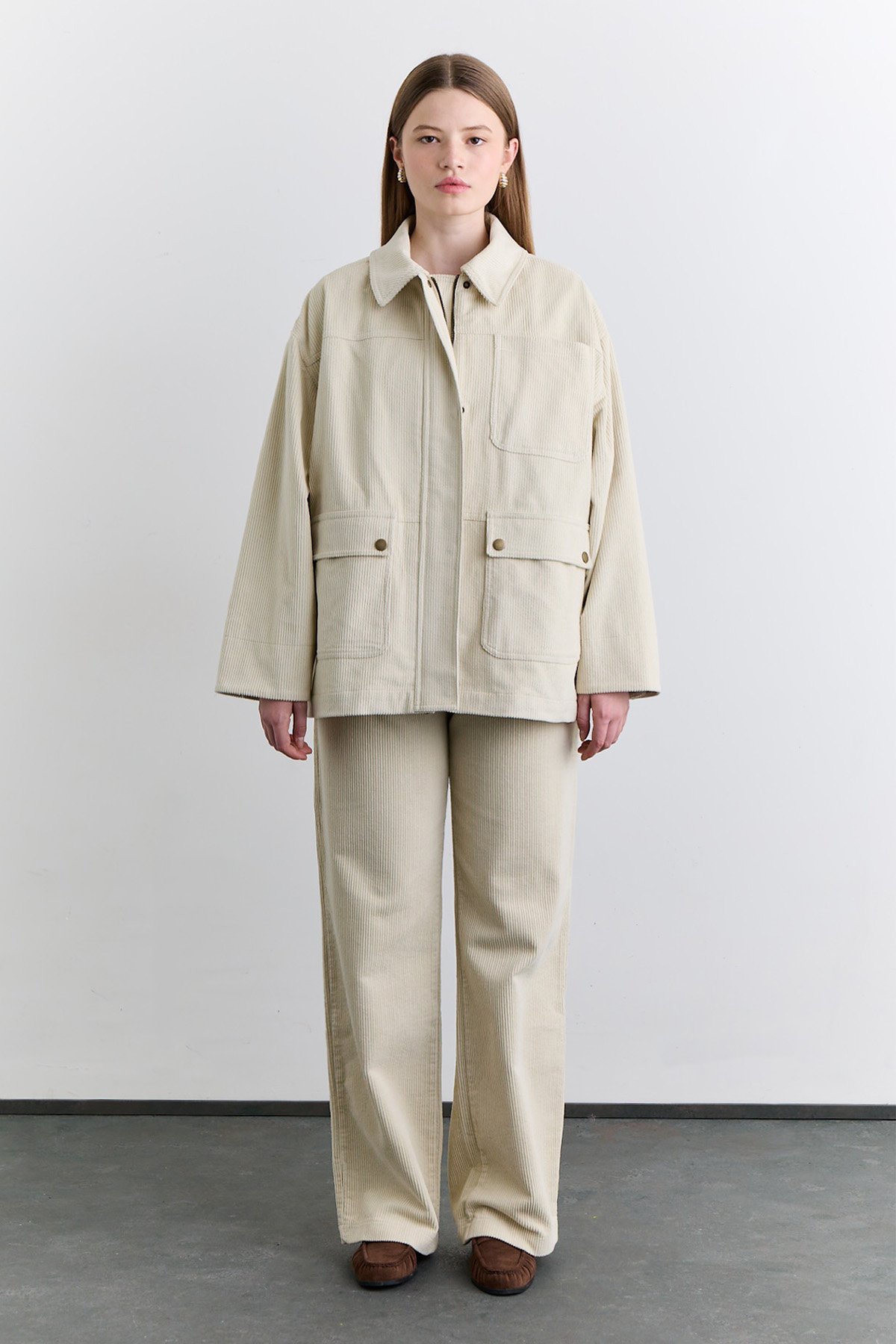 KADİFE WORKER CEKET VANİLYA