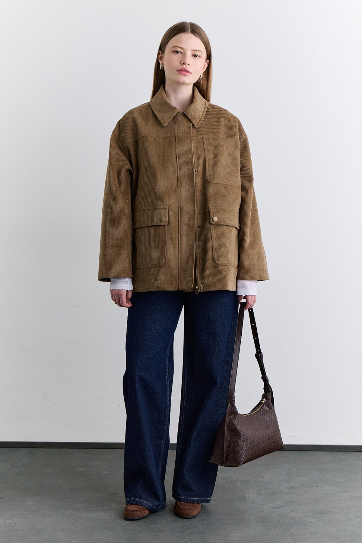 KADİFE WORKER CEKET KİREMİT