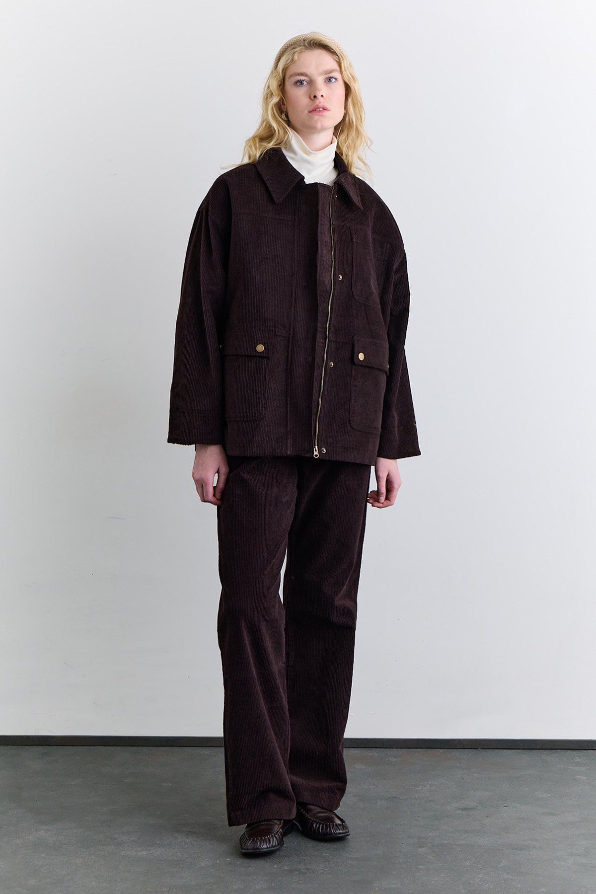 KADİFE WORKER CEKET KAHVERENGİ - 3