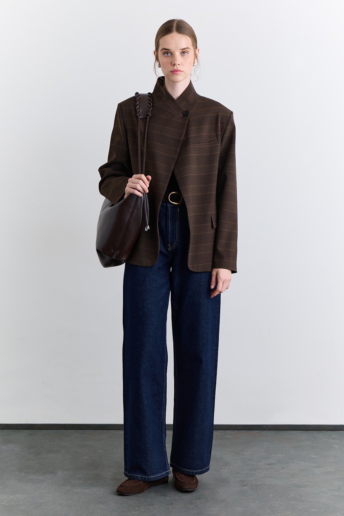 YÜKSEK YAKA BLAZER CEKET EKOSE