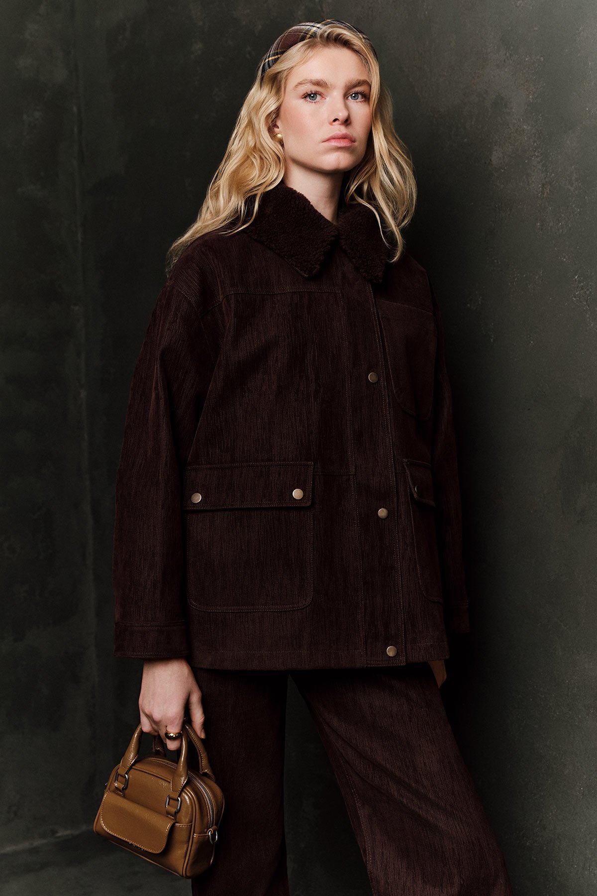 NATURE JACKET WITH FUR COLLAR BROWN