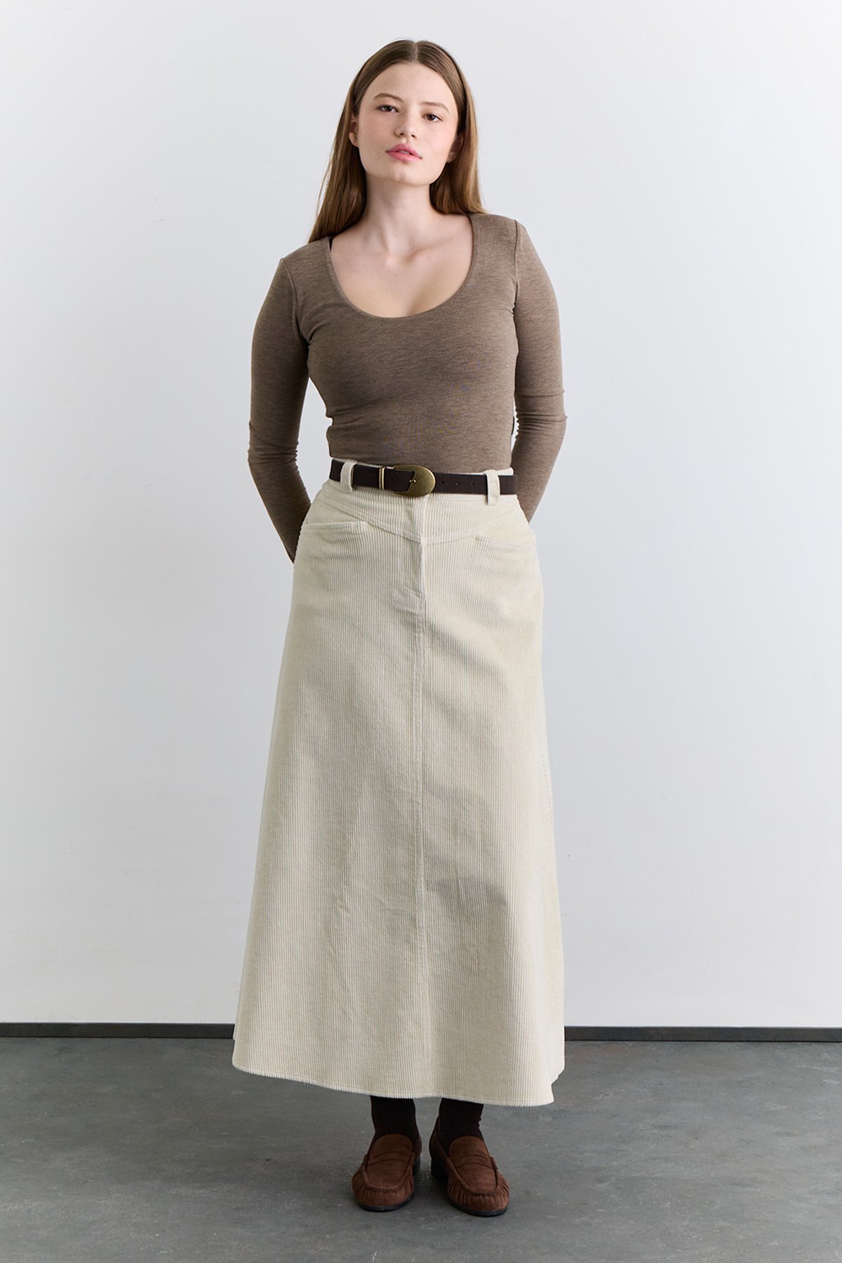 FİTİLLİ KADİFE UZUN ETEK VANİLYA