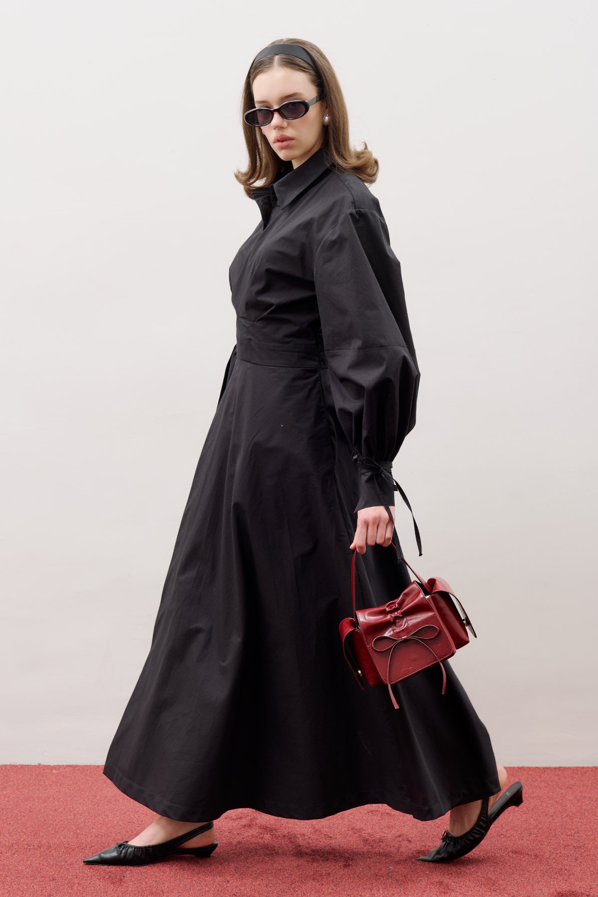 ENYA PLEATED SHIRT DRESS BLACK - 4