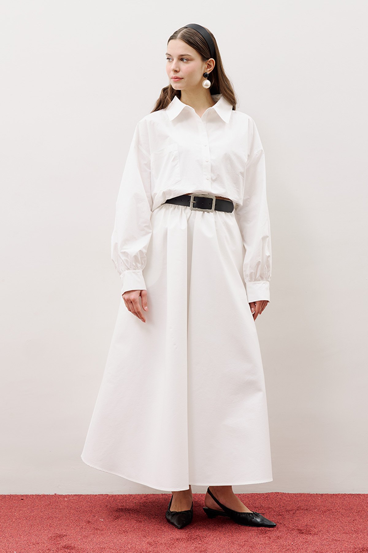 CROP BALON FORM GÖMLEK EKRU