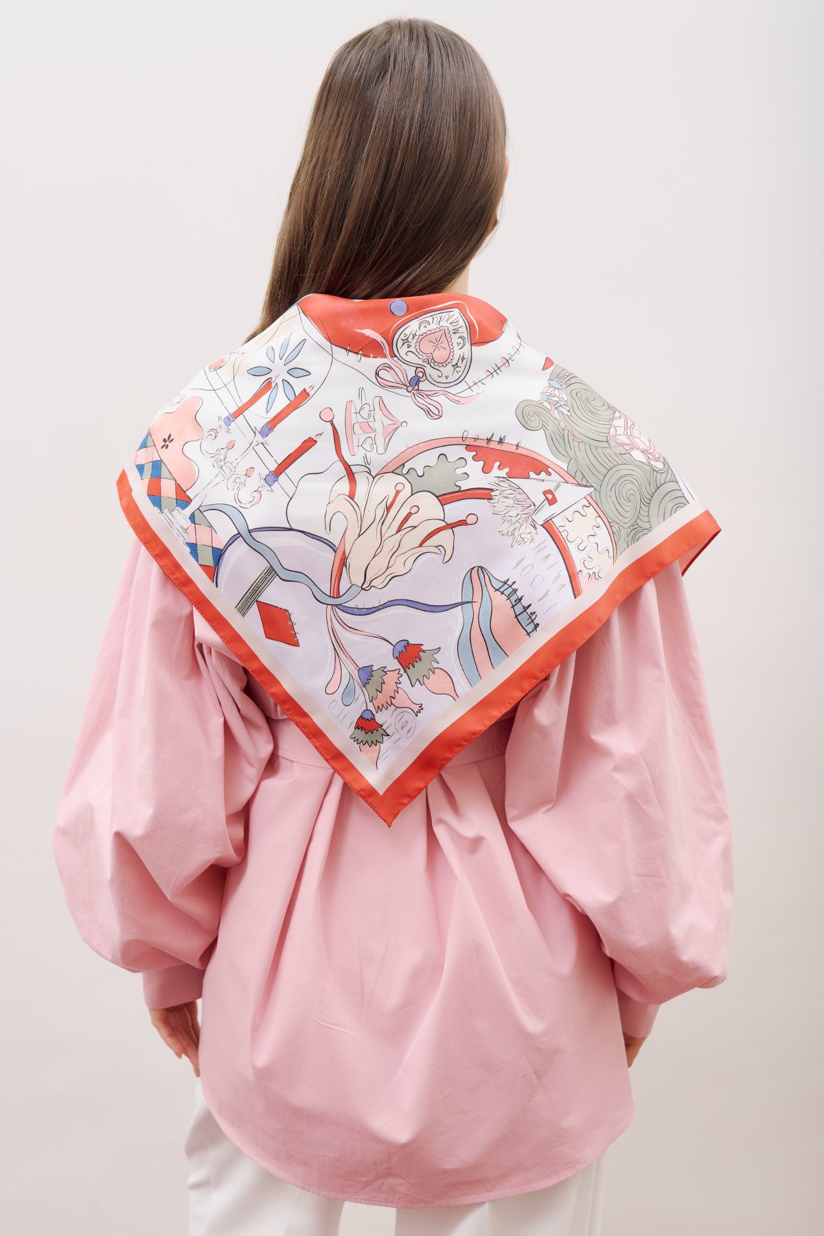 PATTERNED MEDIUM SIZE SATIN SCARF LOVE PLACE - 2