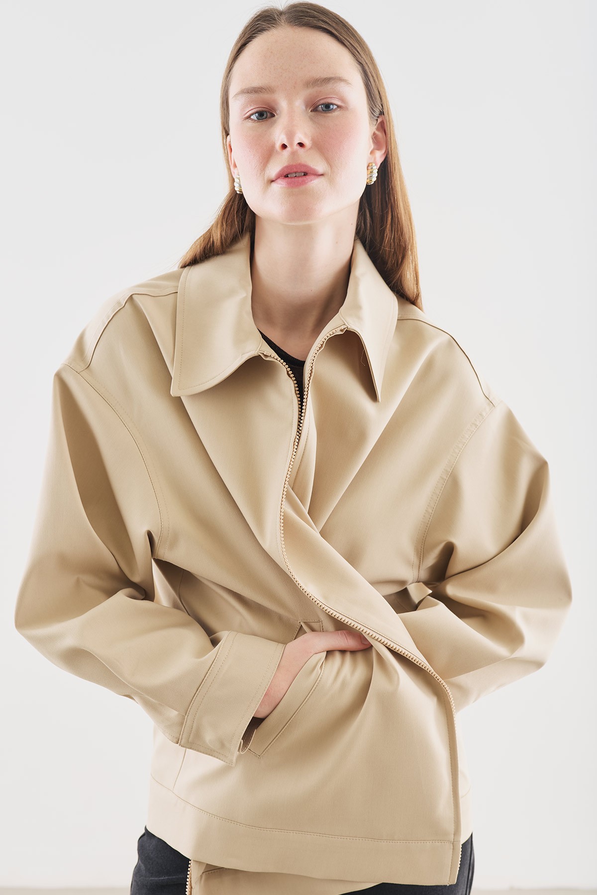 MANŞET DETAYLI CEKET BEJ - 2