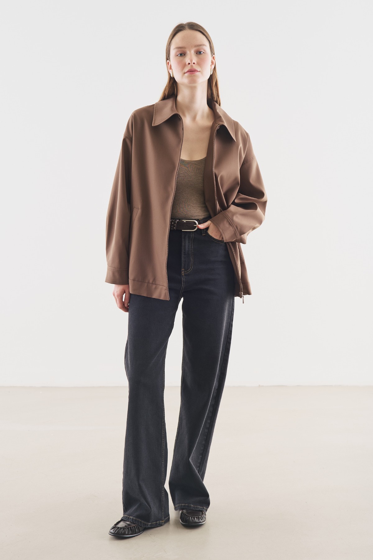 MANŞET DETAYLI CEKET KAHVERENGİ - 1